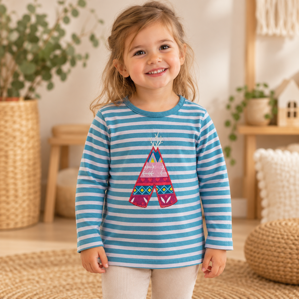 ALANA Langarmshirt mit bunter Tipi-Applikation 🎪 | Gr. 98