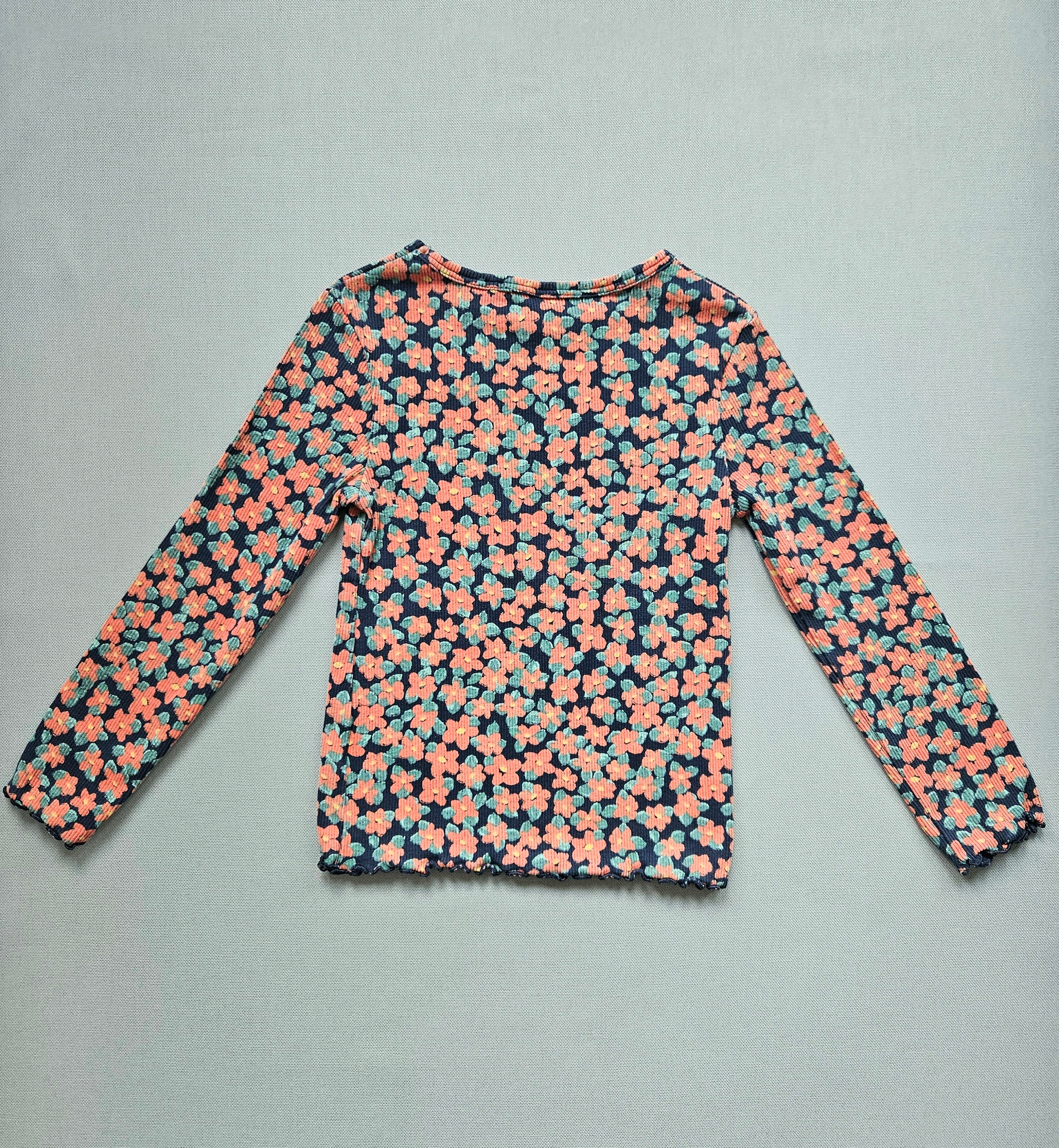 Langarmshirt gerippt mit Blumenmuster - Größe 98 - NEXT