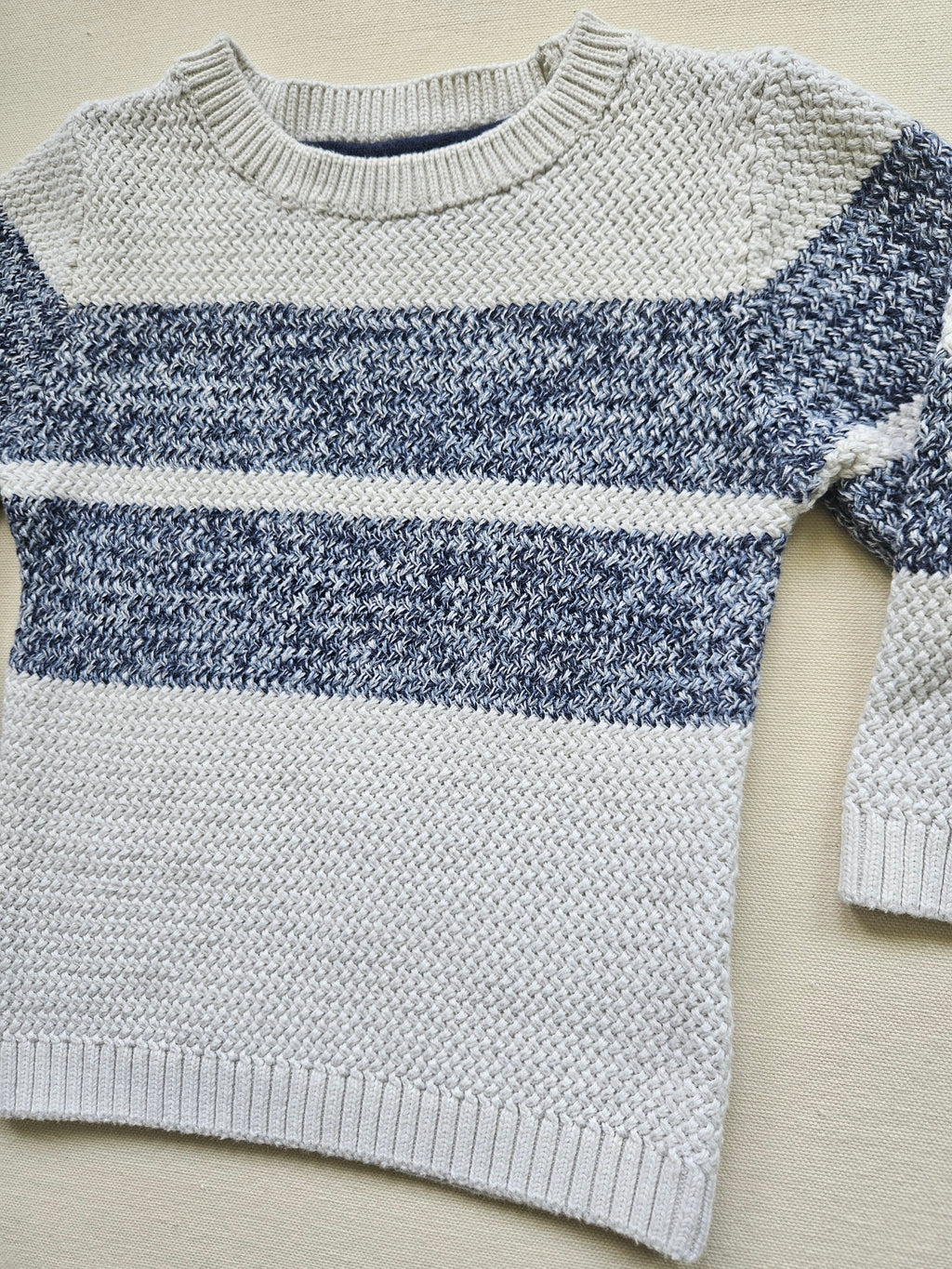 Next Strickpullover in Creme & Blau | Gr. 80