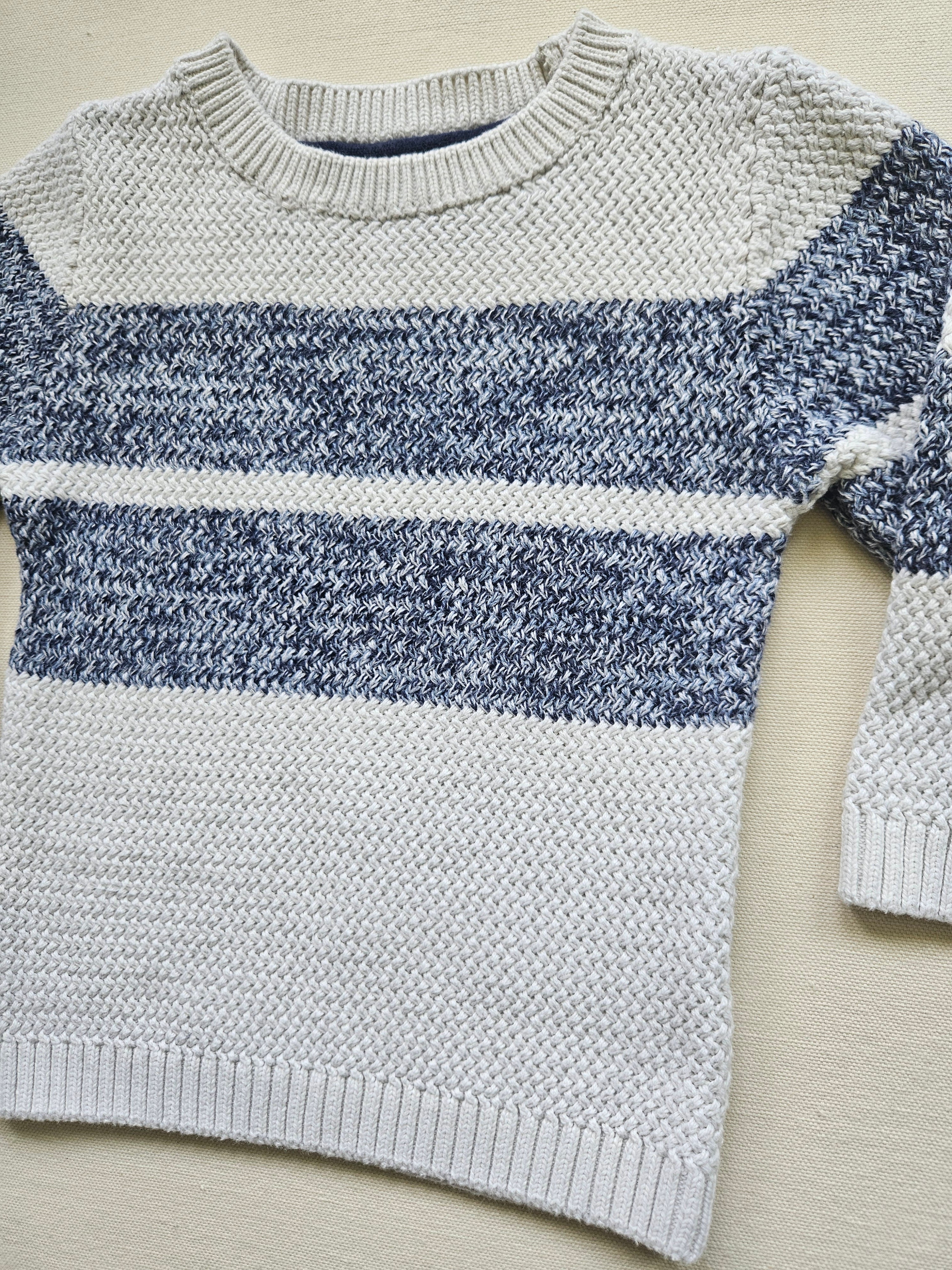 Next Strickpullover in Creme & Blau | Gr. 80