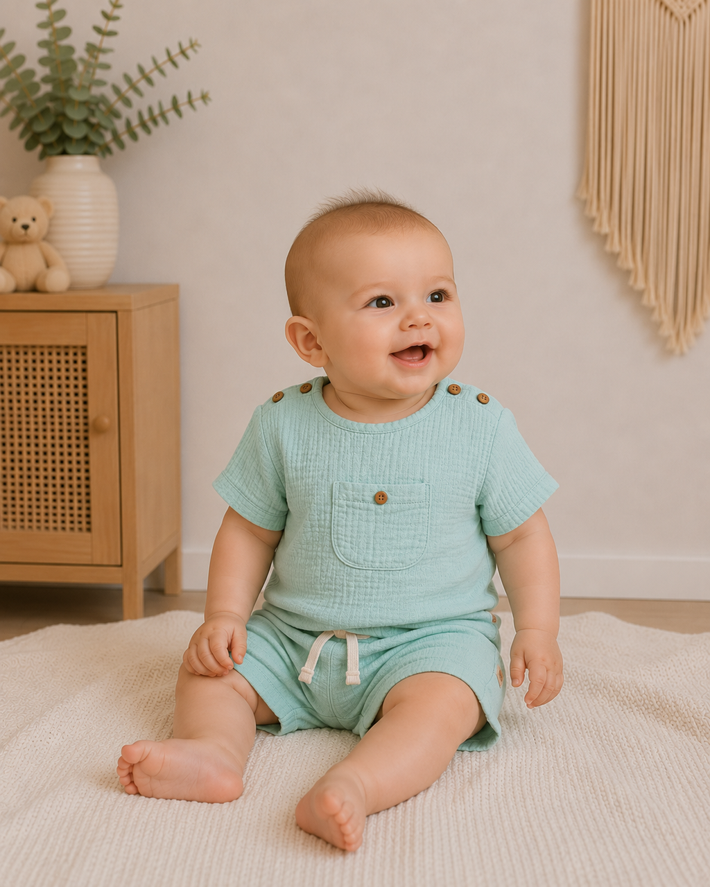 Hema Musselin-Set – Shirt & Shorts | Gr. 68