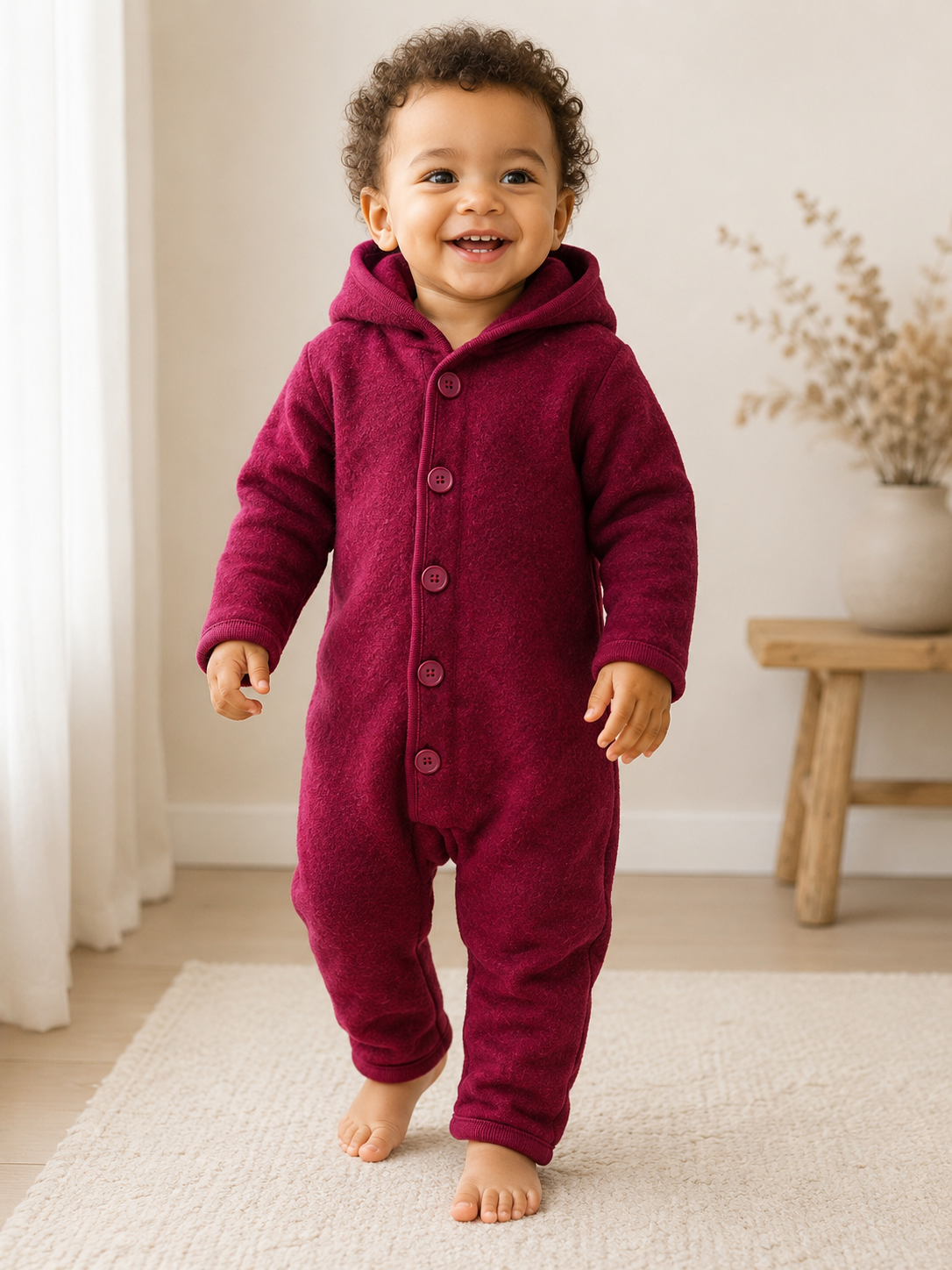 Lupilu Pure Collection Bio-Merino Woll-Overall mit Kapuze | Unisex | Gr. 86/92