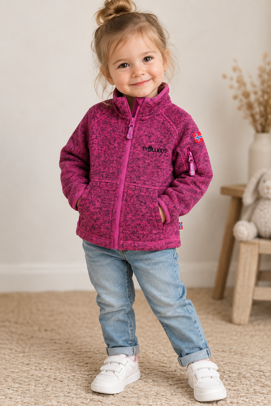 Trollkids Strickfleecejacke in Pink | Gr. 92