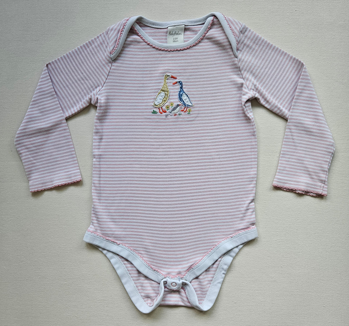 Baby Boden Langarmbody mit Gänse-Stickerei | Gr. 98
