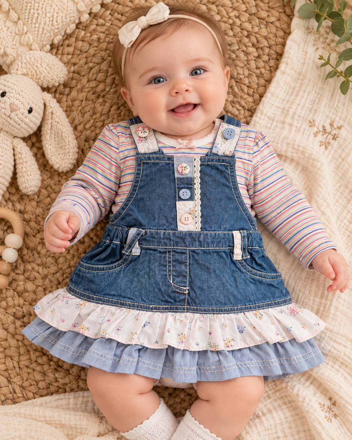 Next Baby 2-teiliges Set aus Jeans-Latzkleid & Langarmshirt | Gr. 68