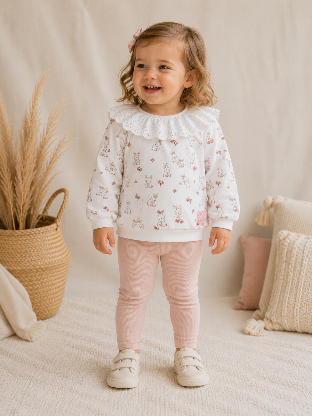 Next Pullover mit Hasenprint & Spitzenkragen 🐇 | Gr. 92