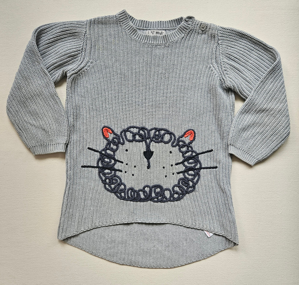 Next Strickpullover Katze grau 🦁 | Gr. 98