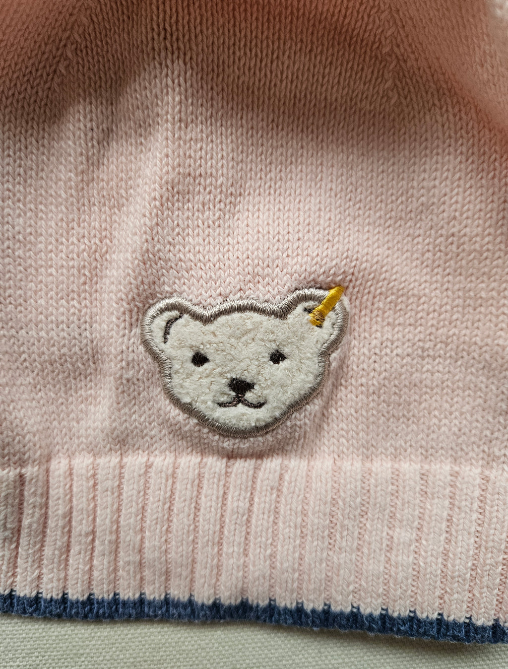 Steiff Strickmütze rosa mit Teddy-Applikation | Gr. 51 / 2–3 Jahre