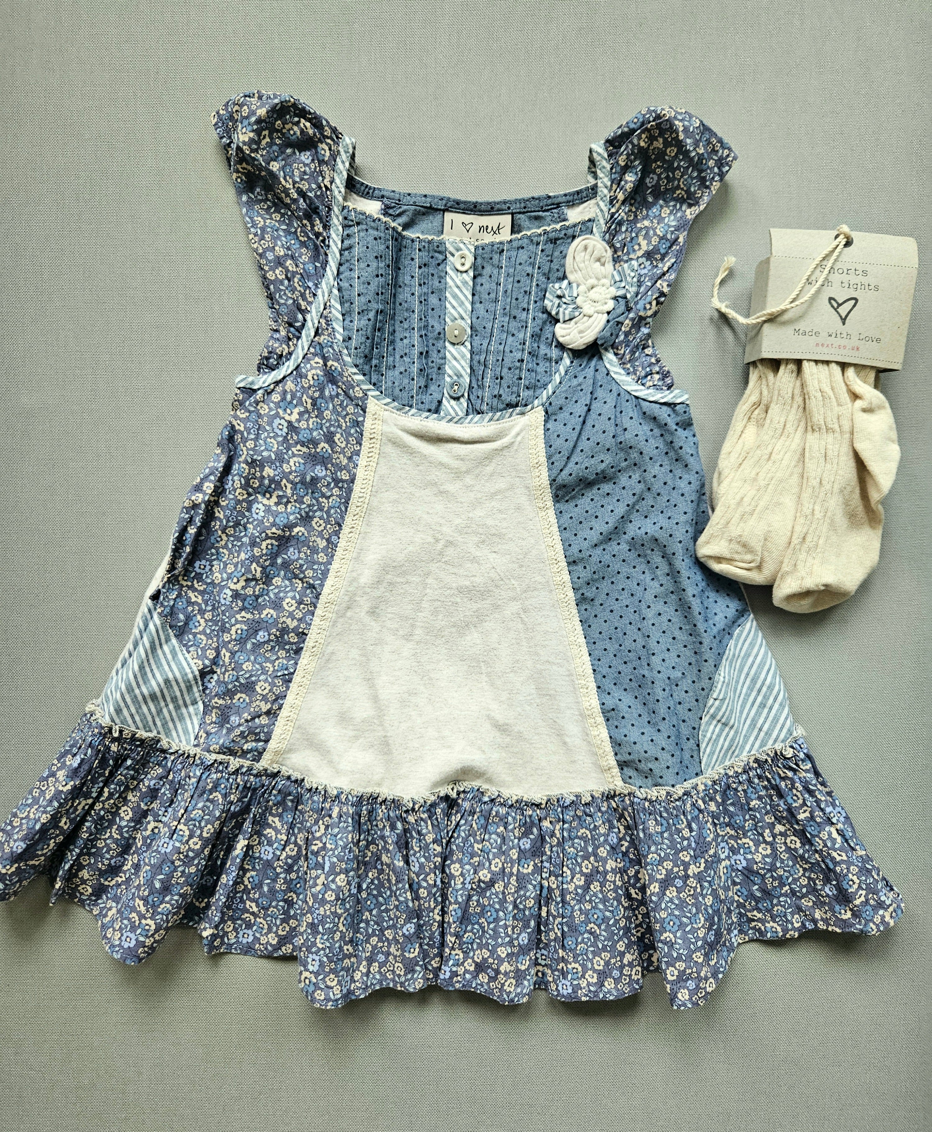 Next Sommerkleid Outfit mit Strumpfhose | Gr. 104