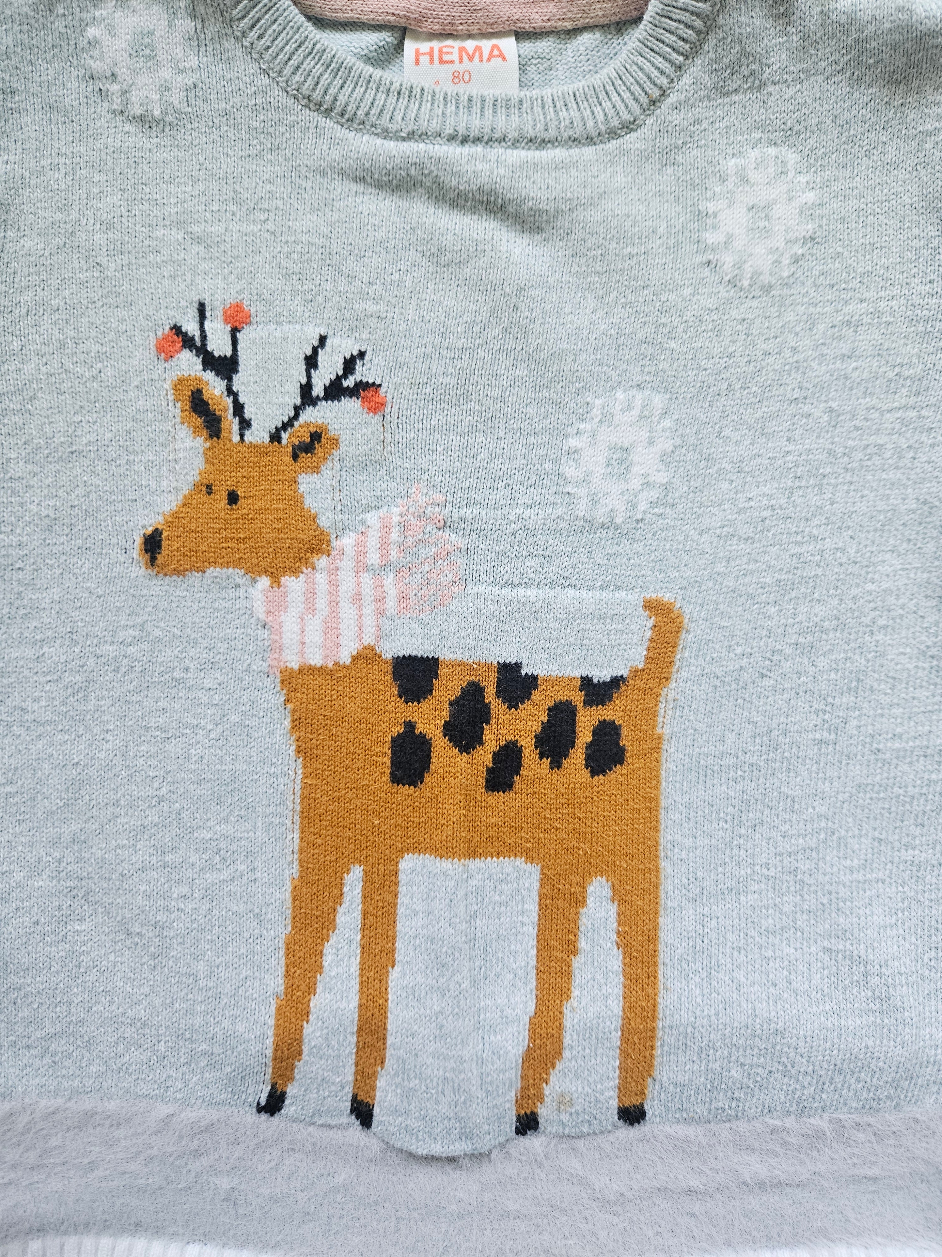 Hema Strickpullover mit Reh-Motiv 🦌 | Gr. 80