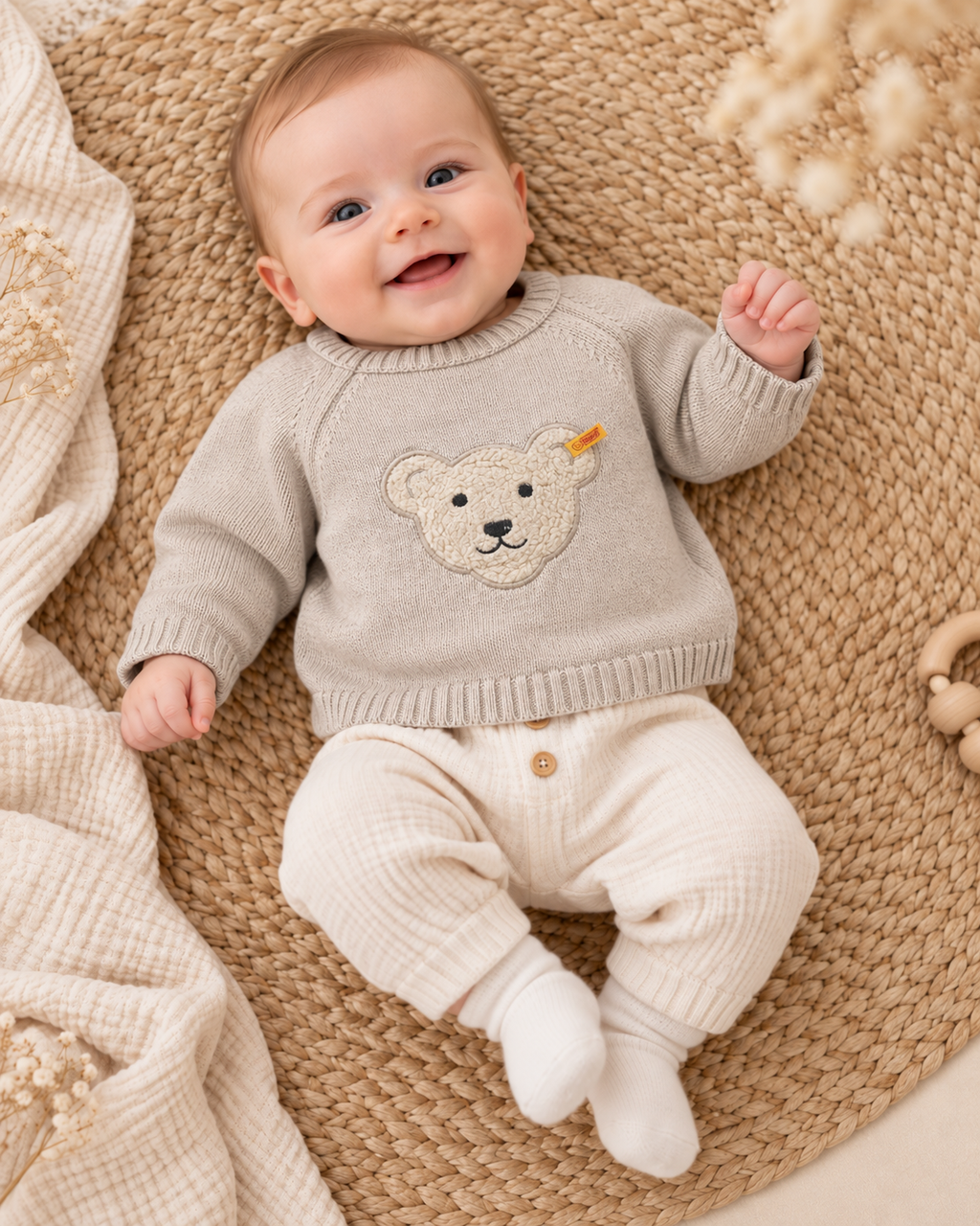 Steiff Strickpullover mit Teddy-Applikation 🐻 | Gr. 62