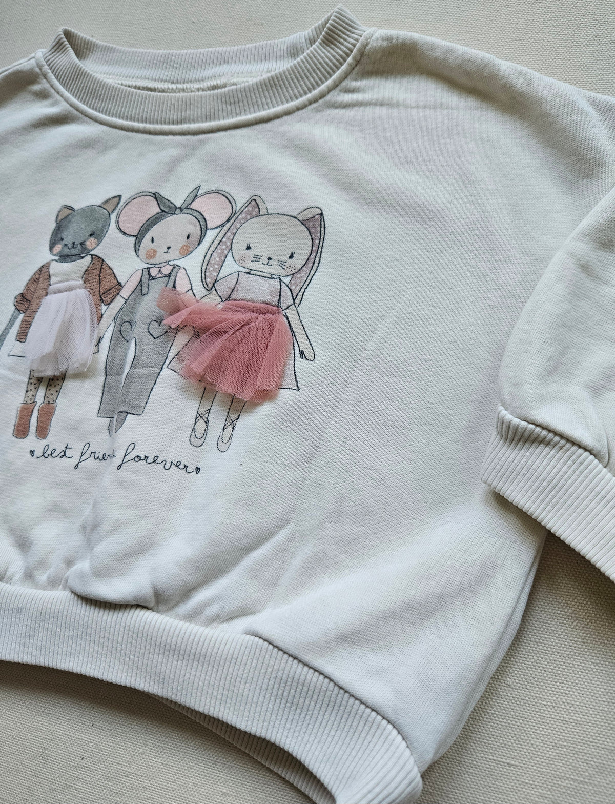 NEXT Sweatshirt „Best Friends Forever“ mit Tüll-Details 🐱🐭🐰 | Gr. 74
