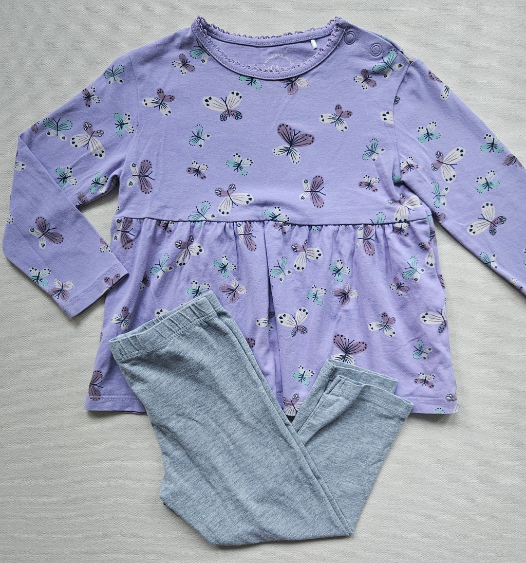 s.Oliver Schmetterlings-Tunika & Minymo Leggings 🦋 | Gr. 86