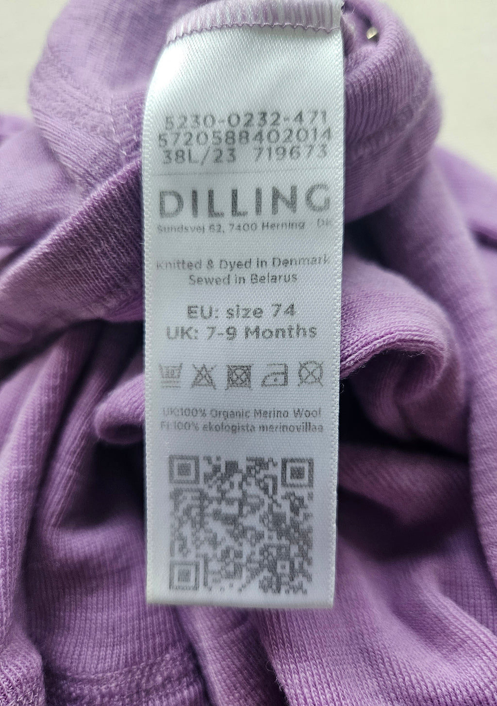 DILLING Merino-Overall aus 100 % Bio-Merinowolle | Gr. 74