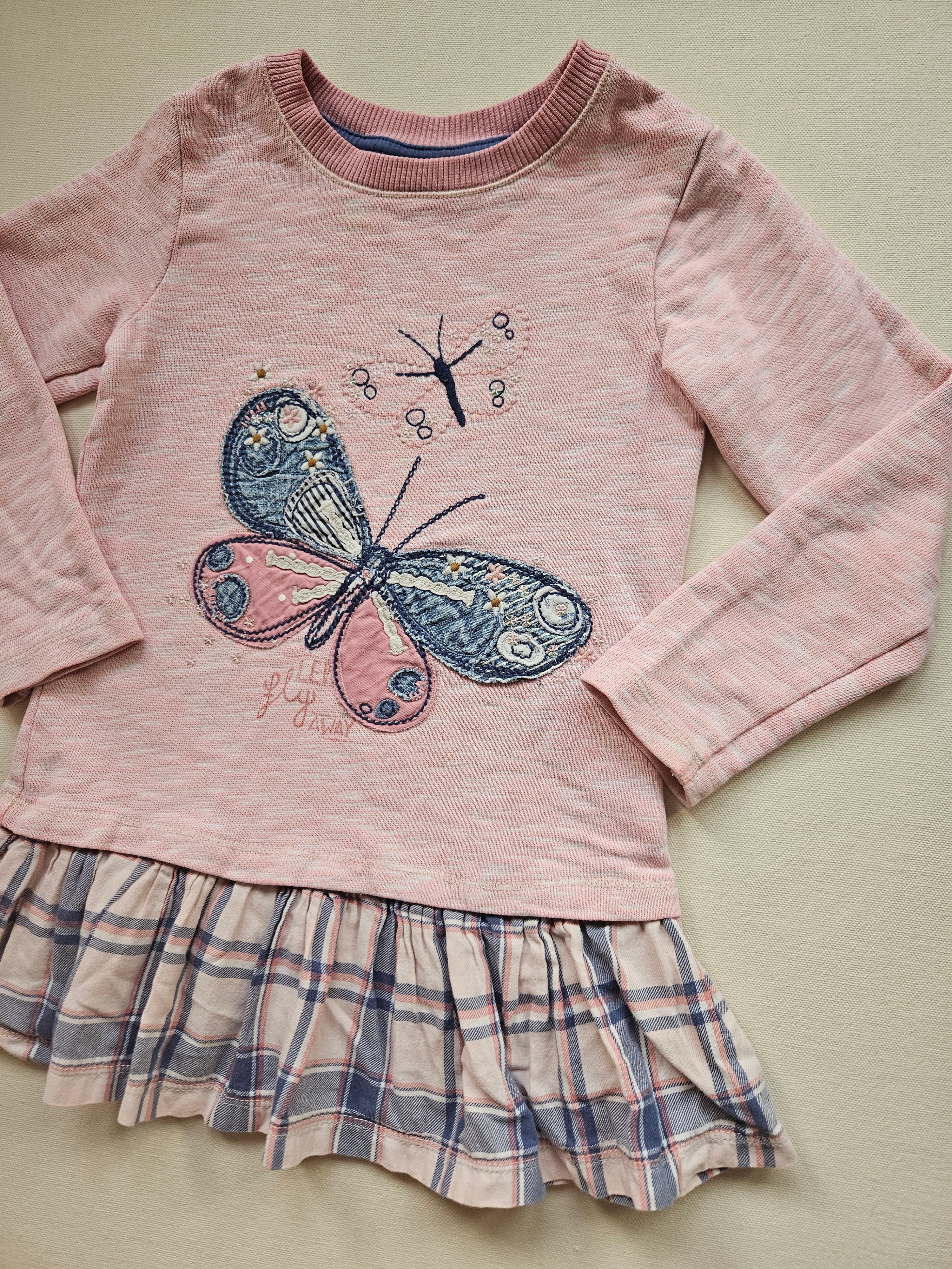 Next Tunika mit Schmetterlingsmotiv & kariertem Volant 🦋 | Gr. 104