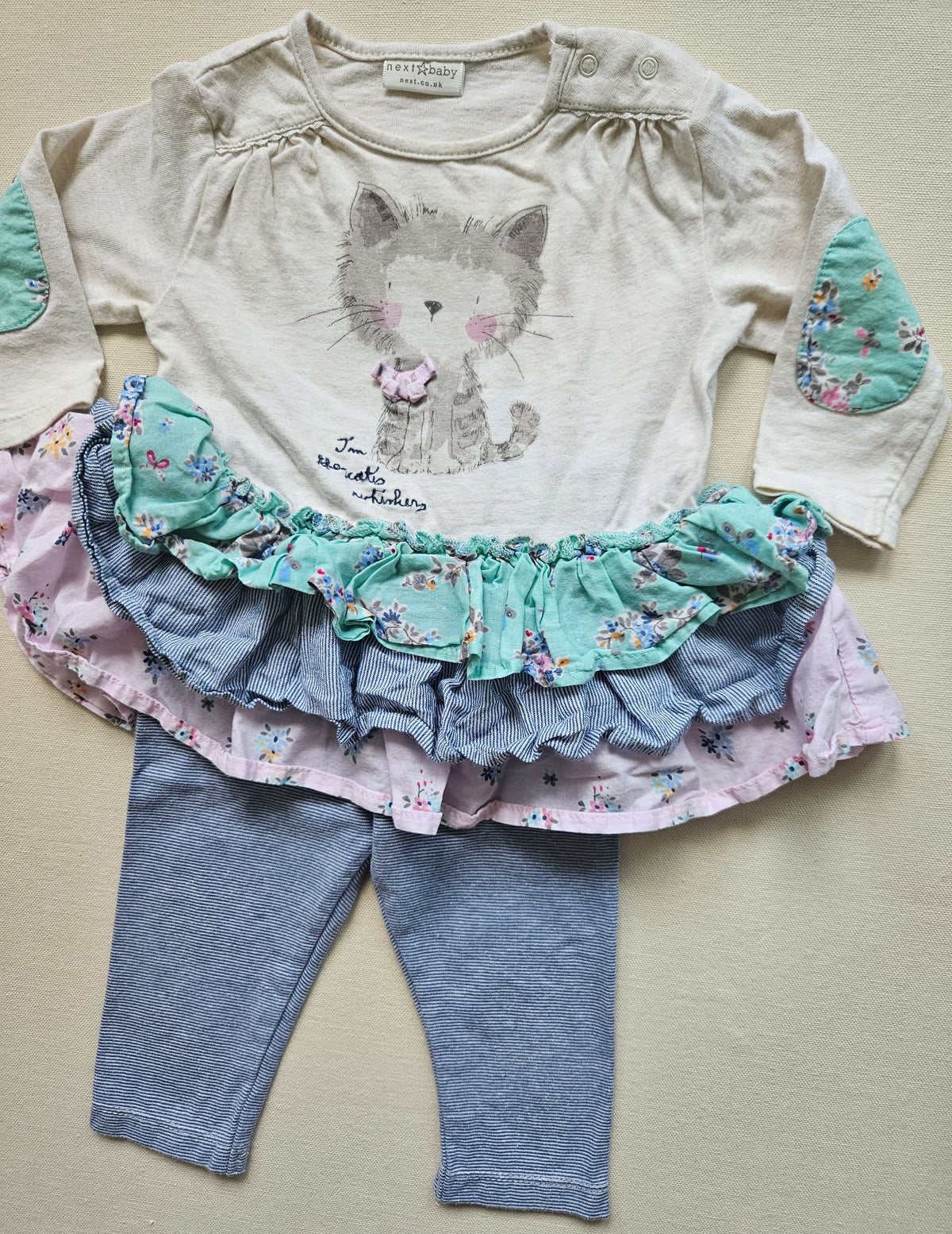 Next Baby 2-teiliges Set mit Katze & Volant | Gr. 68