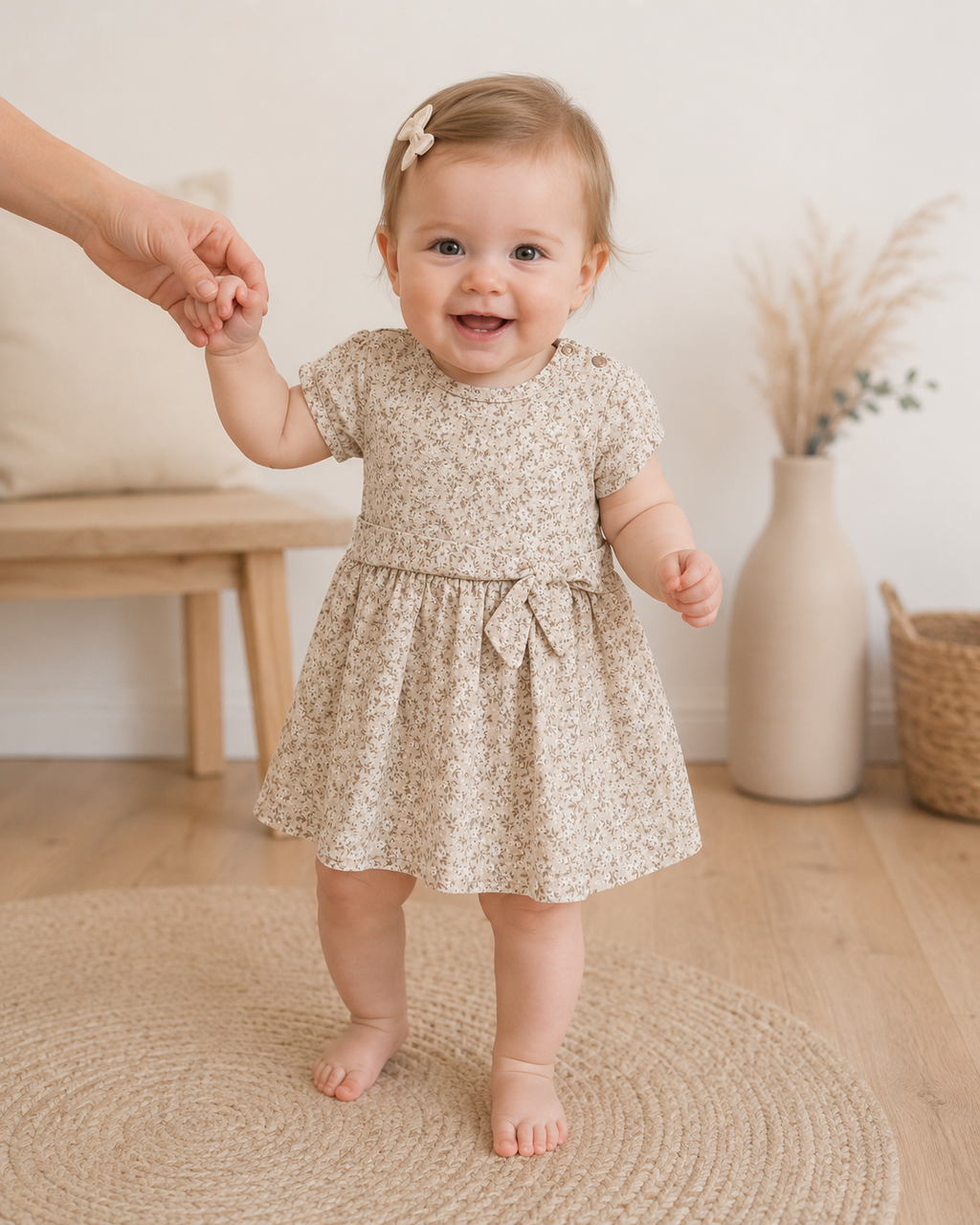 Dirkje Kleid mit Blumenmuster & Schleife | Gr. 74