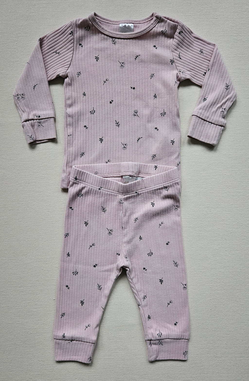 H&M 2-teiliges Ripp-Set mit Blumenprint 🌸 | Gr. 68