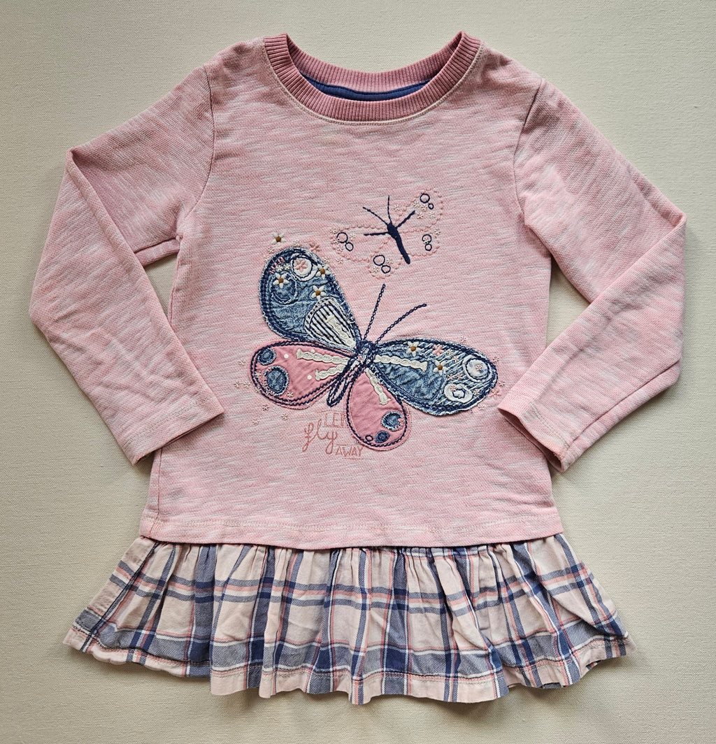 Next Tunika mit Schmetterlingsmotiv & kariertem Volant 🦋 | Gr. 104