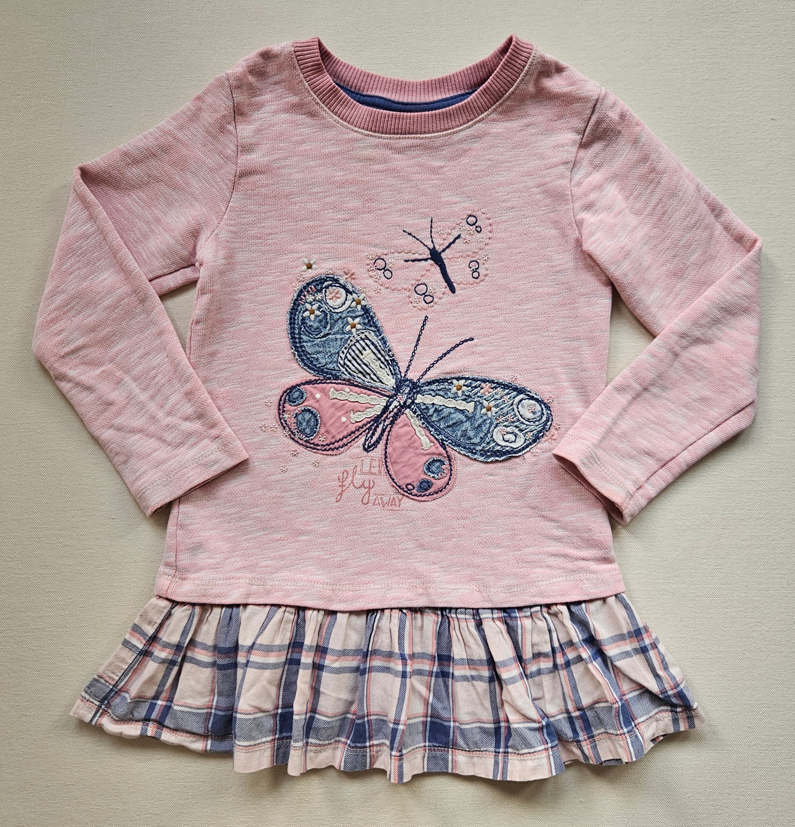 Next Tunika mit Schmetterlingsmotiv & kariertem Volant 🦋 | Gr. 104