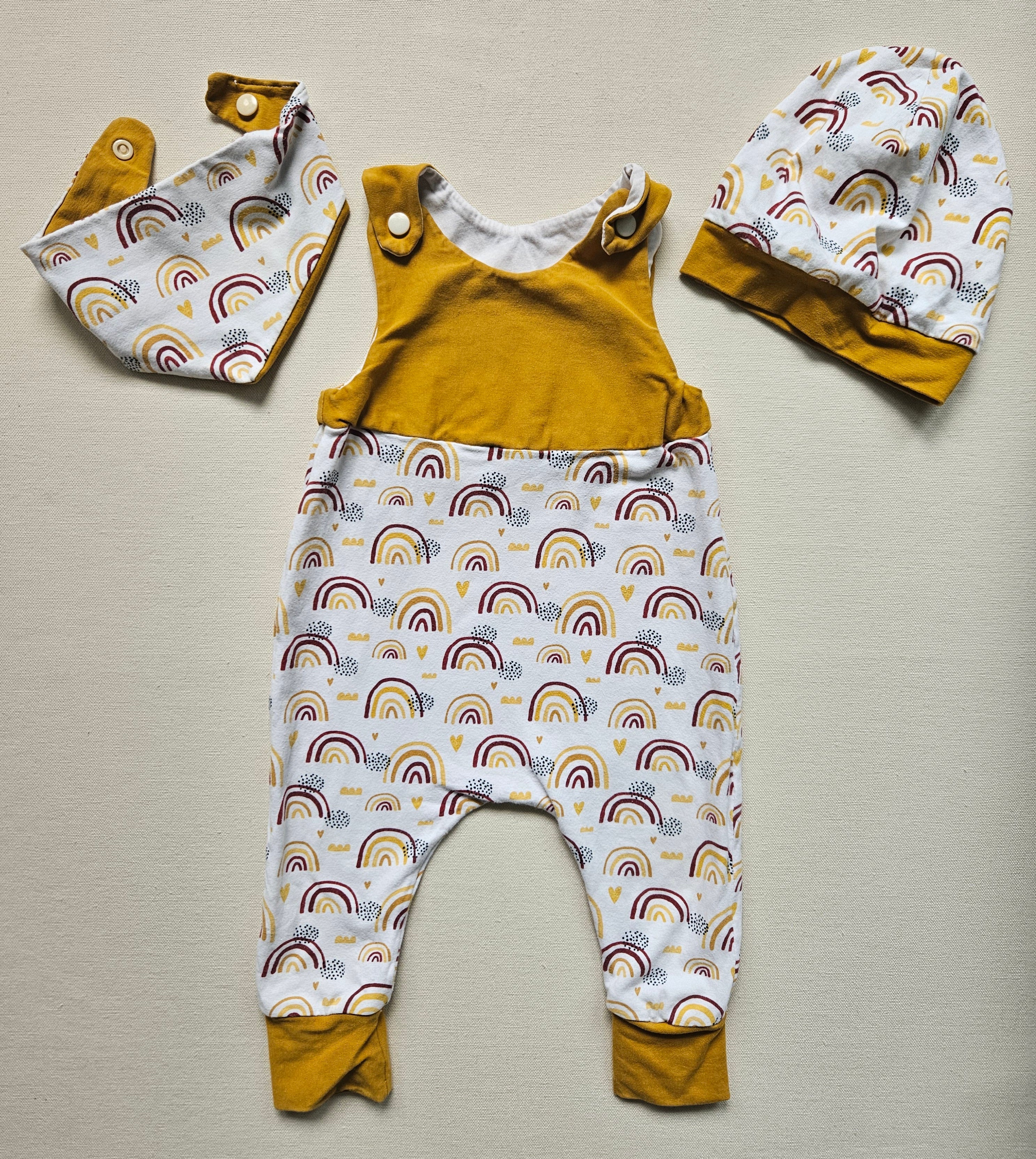 Handmade 3-teiliges Baby-Set mit Regenbogen 🌈 | Gr. 68