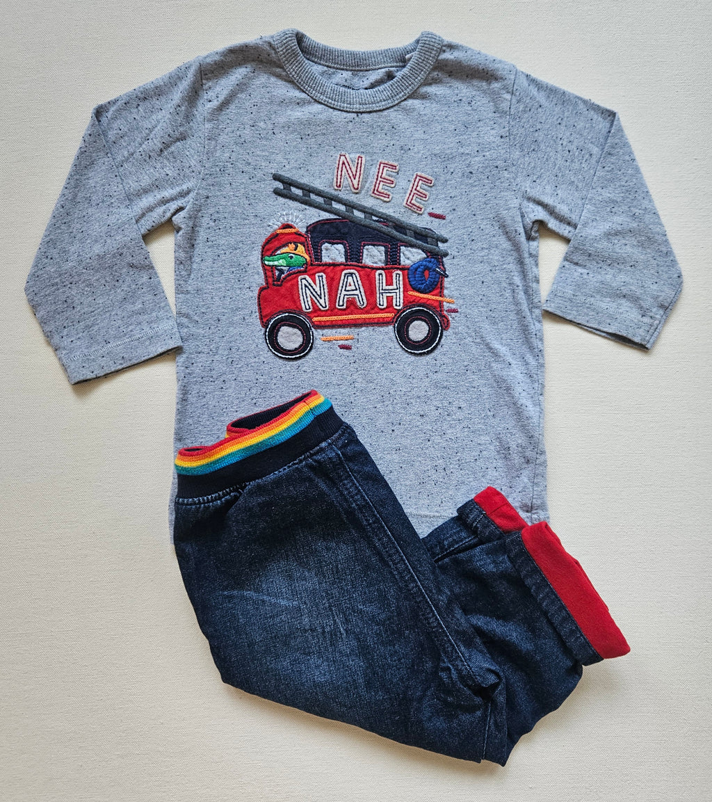 Next Outfit mit Feuerwehr-Shirt & gefütterter Jeans Neu 🚒 | Gr. 80