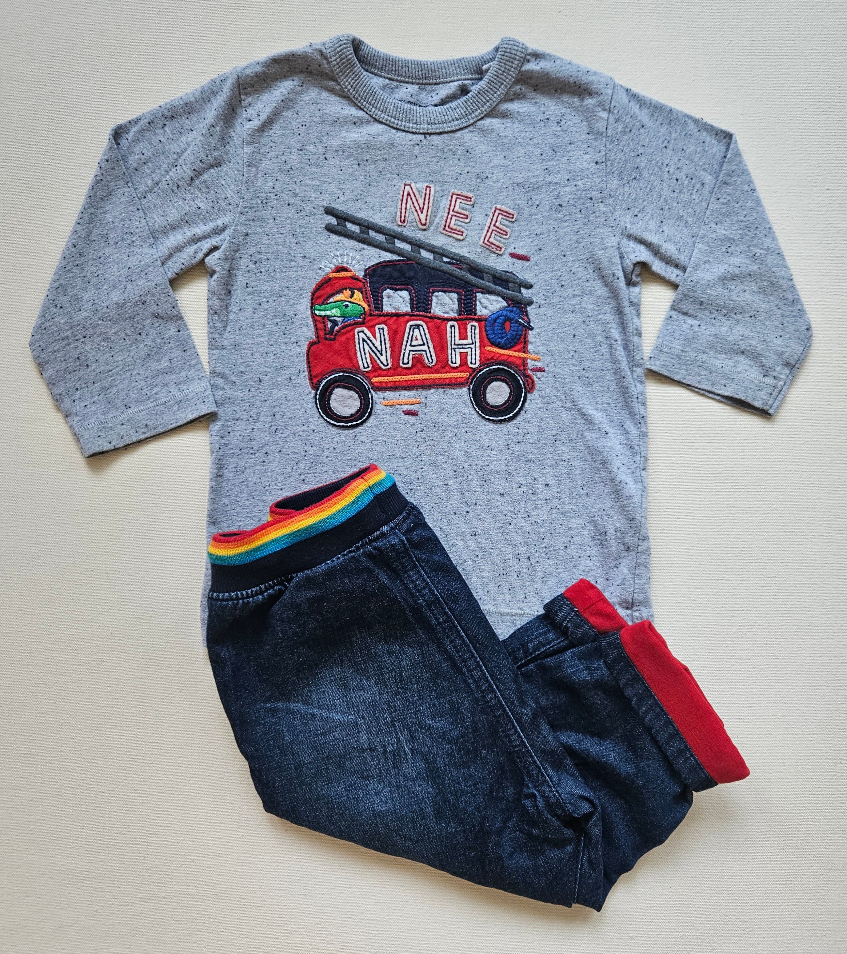 Next Outfit mit Feuerwehr-Shirt & gefütterter Jeans Neu 🚒 | Gr. 80