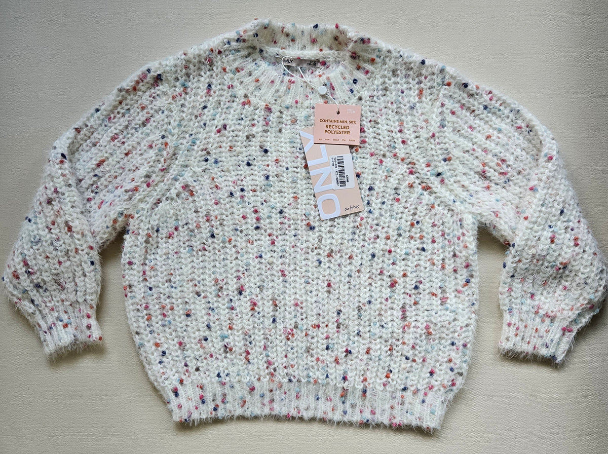 ONLY Kuschelpullover mit bunten Sprenkeln | Gr. 110/116
