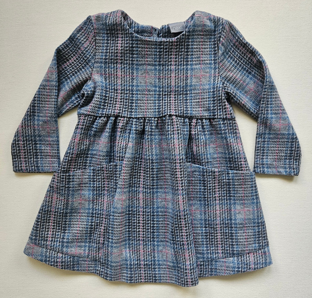 NEXT Langarmkleid kariert mit Tasche | Gr. 86