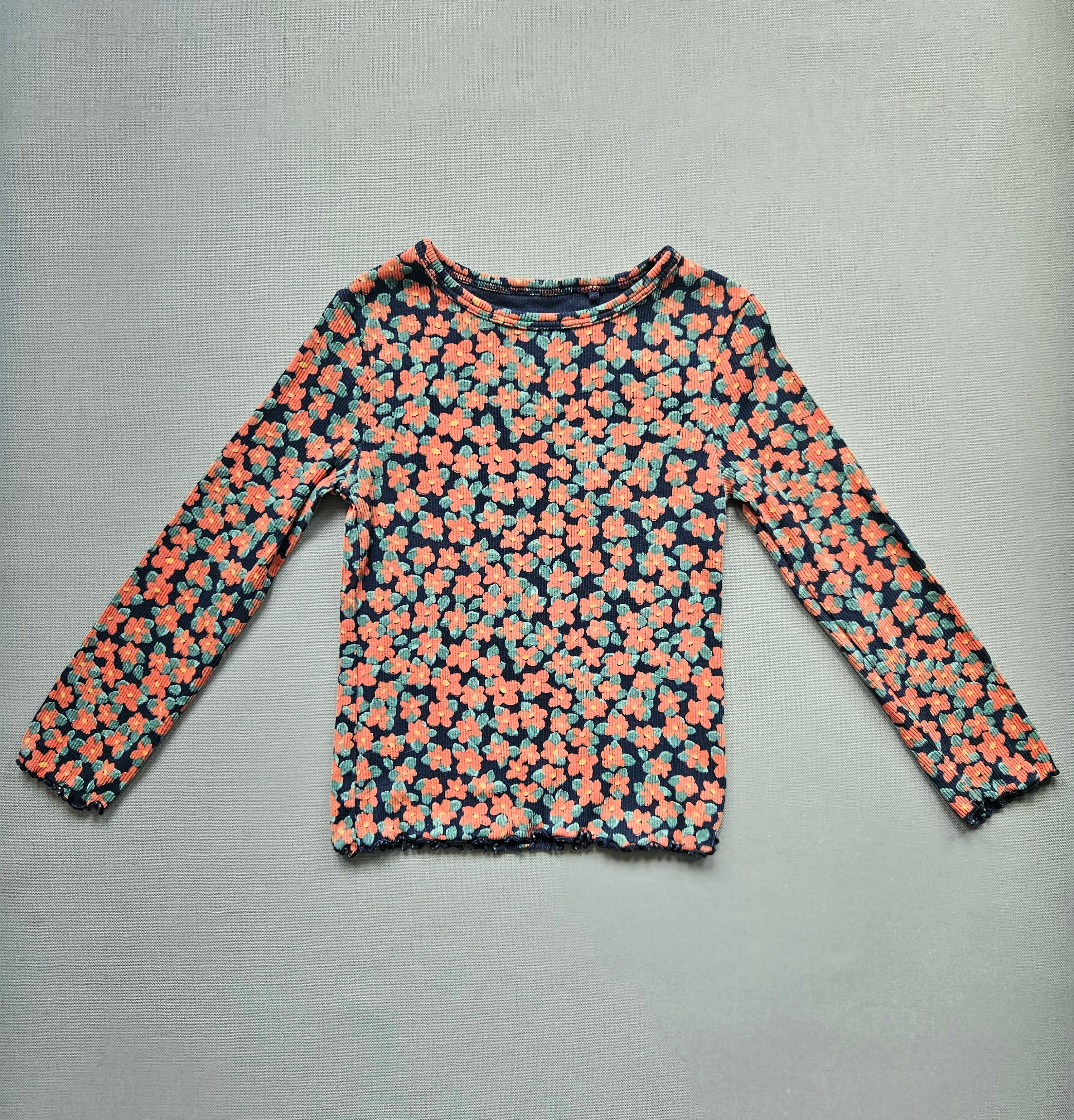 Langarmshirt gerippt mit Blumenmuster - Größe 98 - NEXT