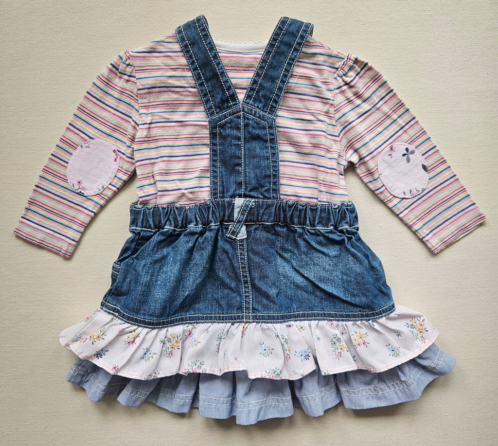 Next Baby 2-teiliges Set aus Jeans-Latzkleid & Langarmshirt | Gr. 68