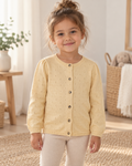 WHEAT Strickjacke – Zartgelb mit Lochstrickmuster | Gr. 104