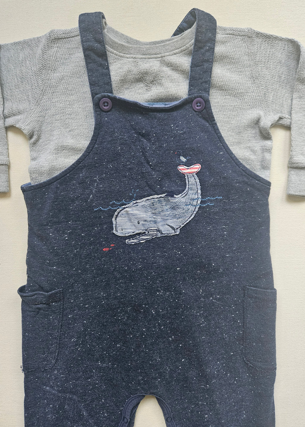 People Wear Organic Latzoverall & NEXT Shirt mit Wal 🐋 | Gr. 86/92