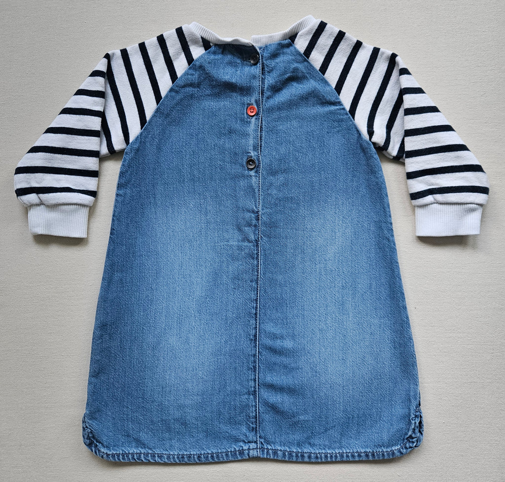 NEXT Denim-Kleid mit Streifenärmeln | Gr. 86