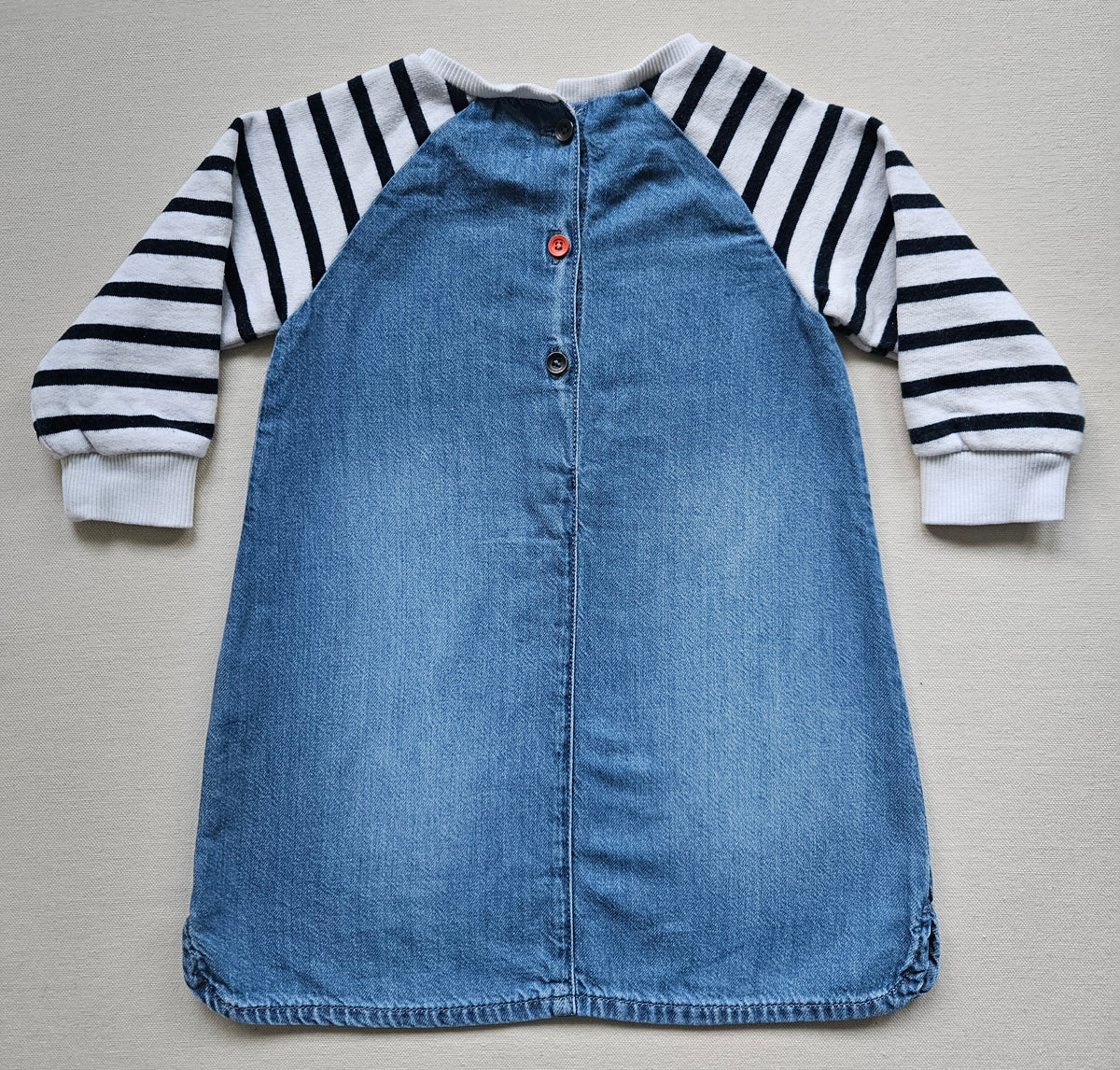 NEXT Denim-Kleid mit Streifenärmeln | Gr. 86