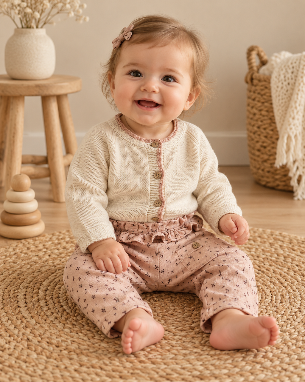 Lil’Atelier 2-teiliges Set mit Strickjacke & Blumenhose | Gr. 74