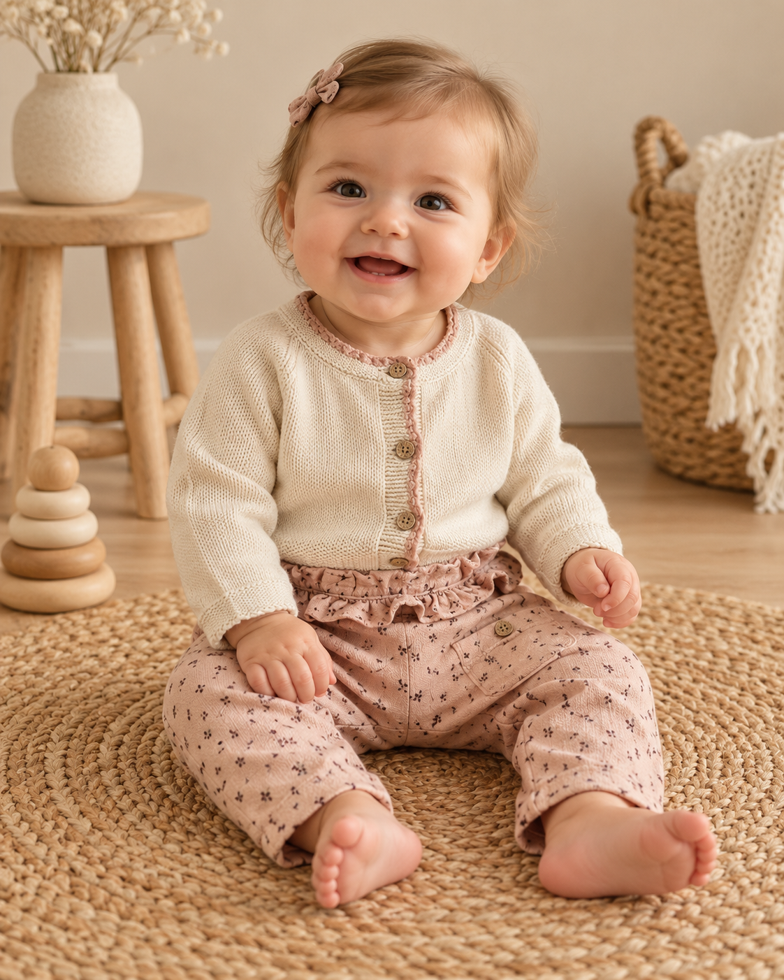 Lil’Atelier 2-teiliges Set mit Strickjacke & Blumenhose | Gr. 74