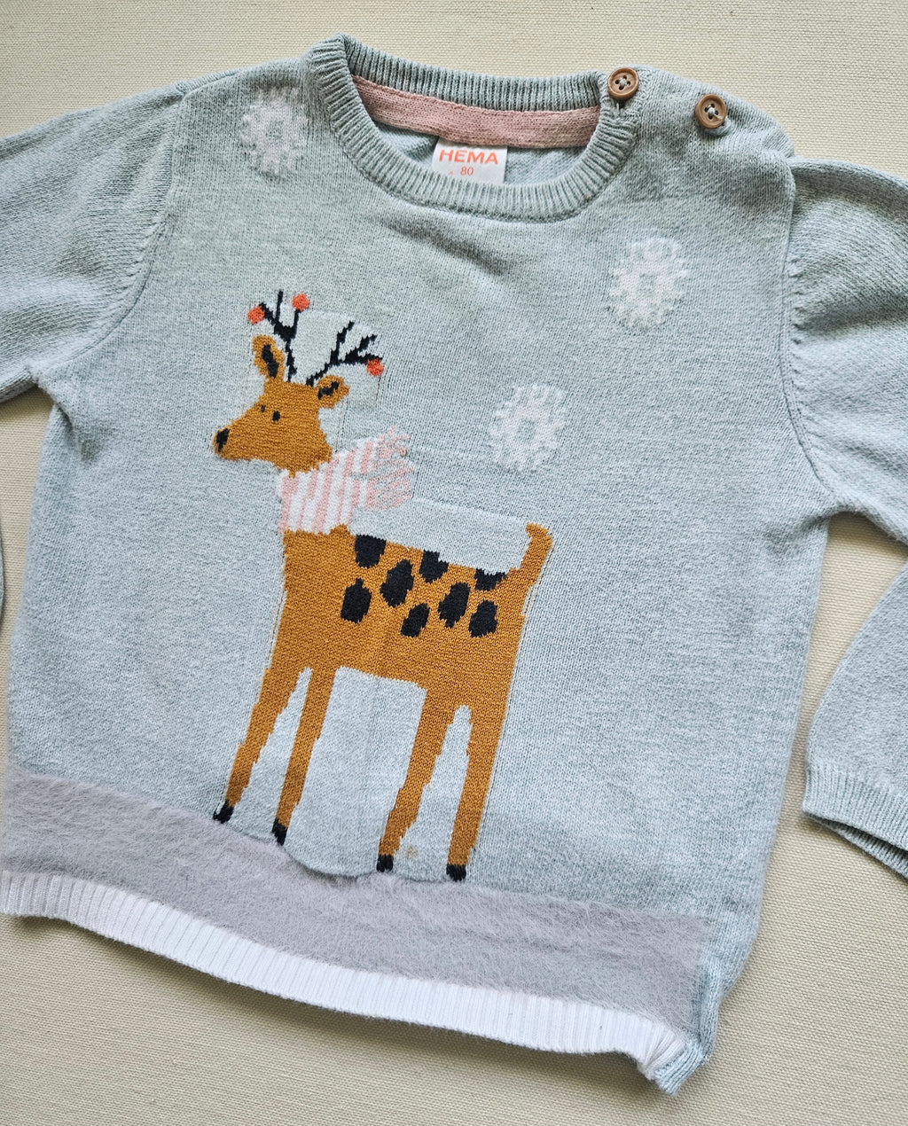 Hema Strickpullover mit Reh-Motiv 🦌 | Gr. 80