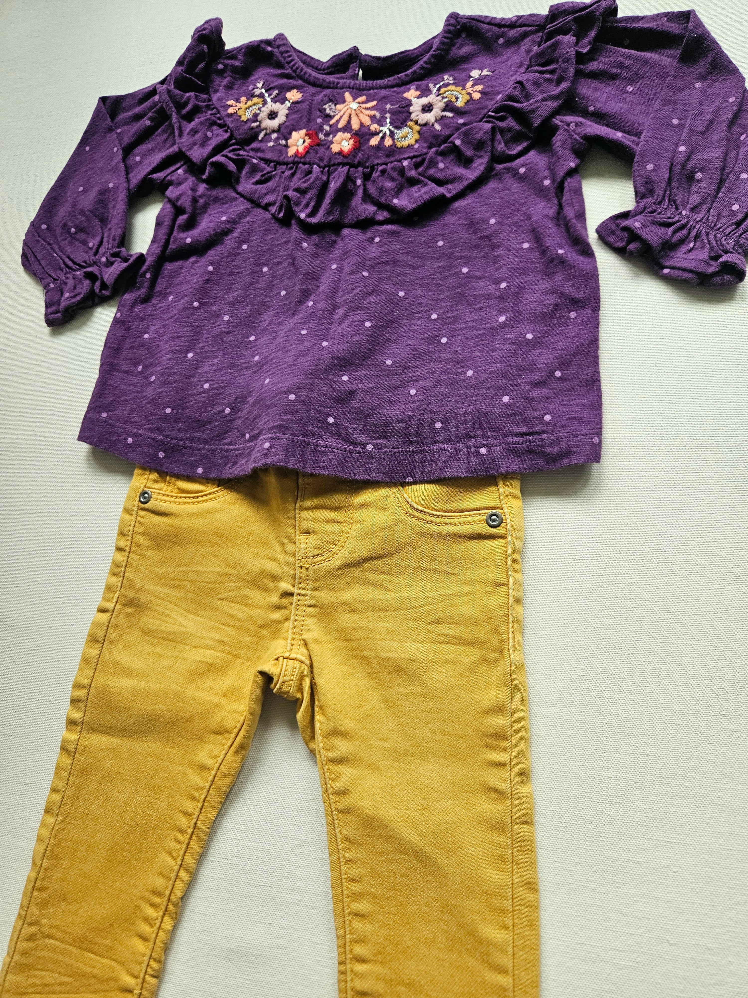Next Outfit-Set mit bestickter Bluse & Hema Hose | Gr. 74