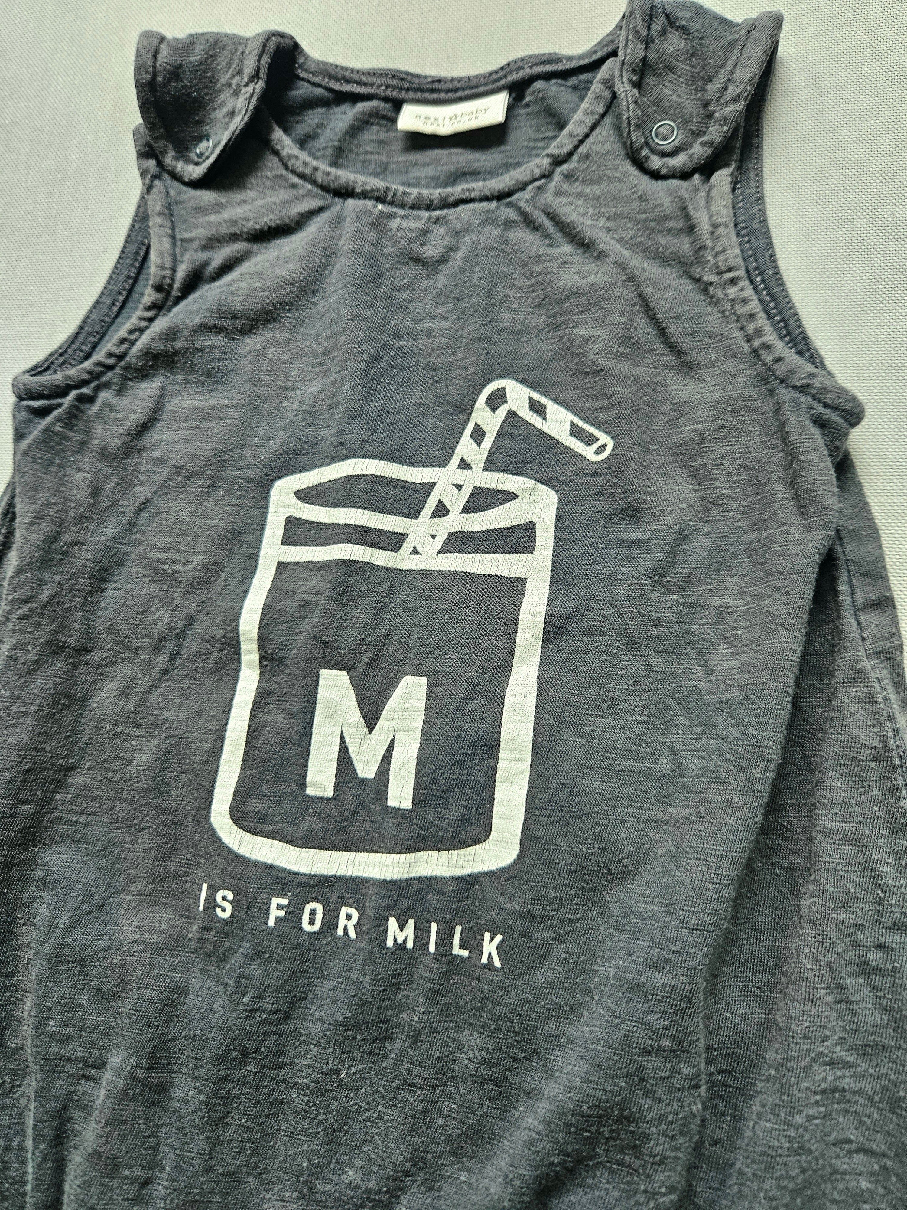 Next Baby Romper „M is for Milk“ – dunkelgrau 🥛 | Gr. 74
