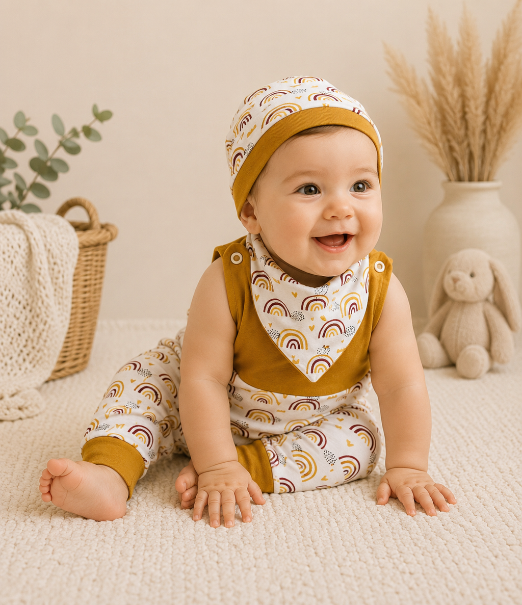 Handmade 3-teiliges Baby-Set mit Regenbogen 🌈 | Gr. 68