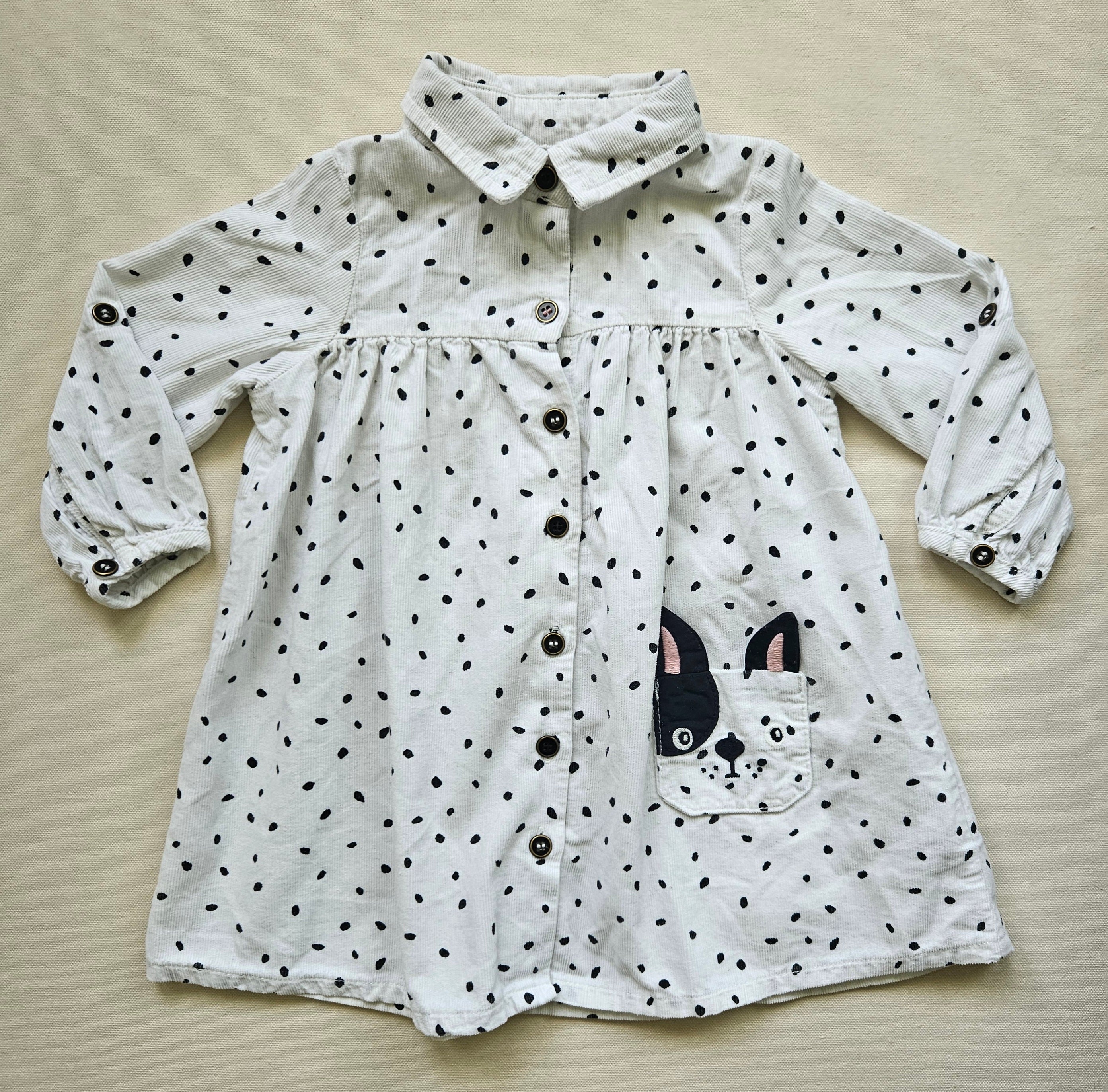 Next 2-teiliges Outfit Kleid & Kunstfellweste | Gr. 86/92