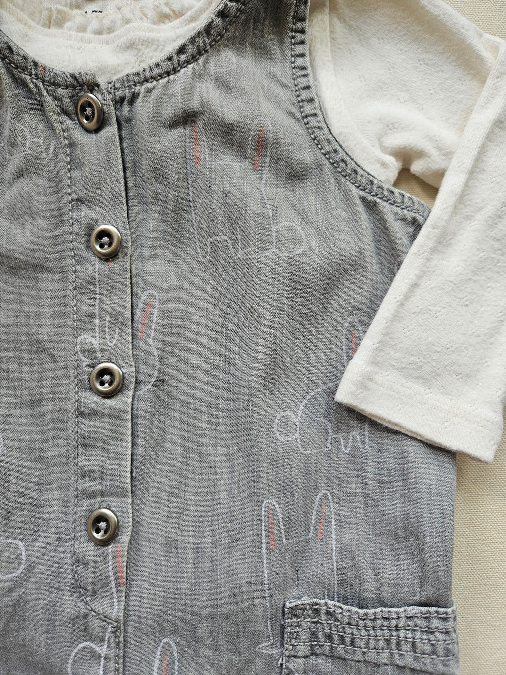 Next Latzoverall mit Hasenmotiv & Langarmshirt 🐇 | Gr. 86