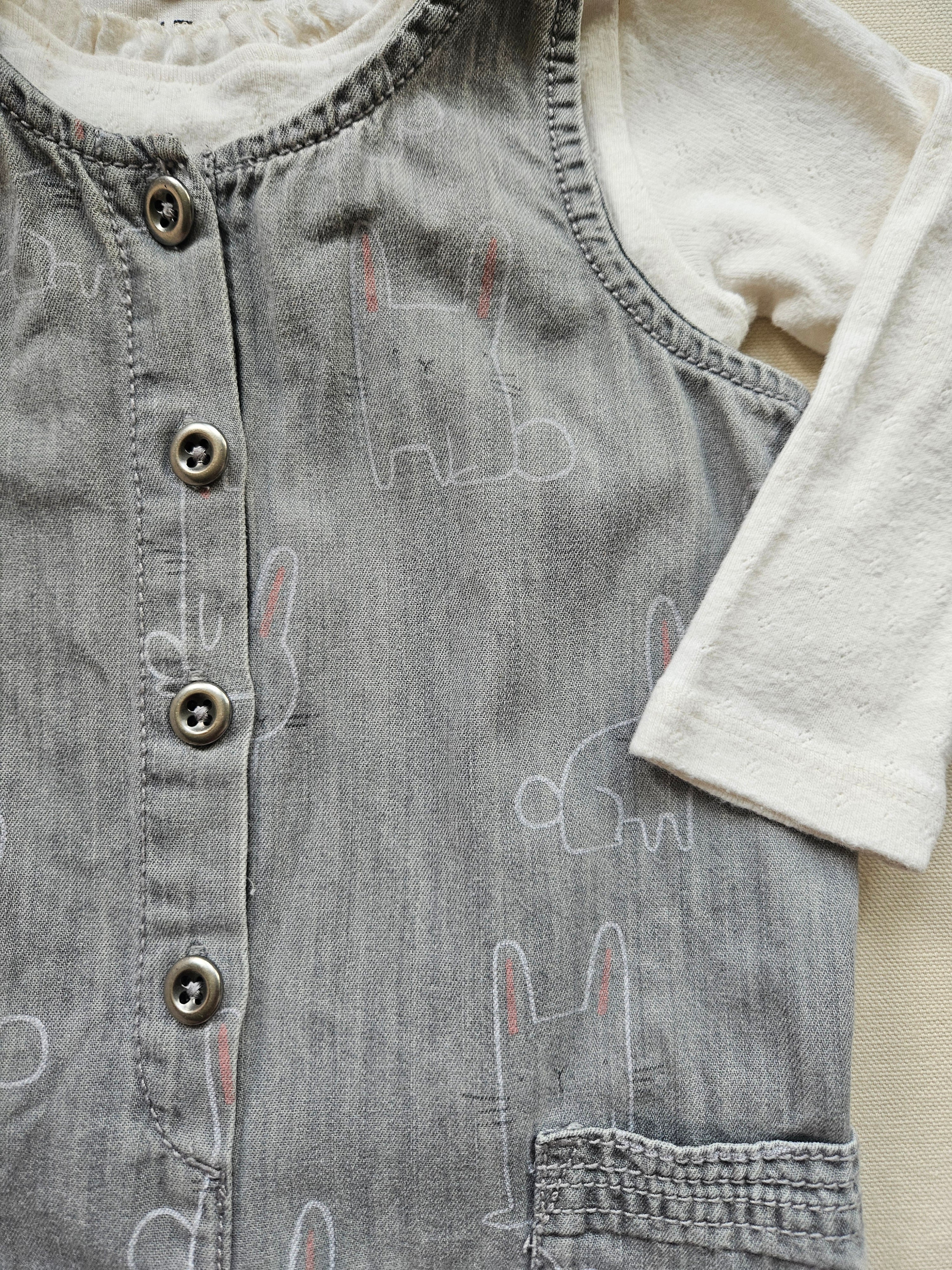 Next Latzoverall mit Hasenmotiv & Langarmshirt 🐇 | Gr. 86