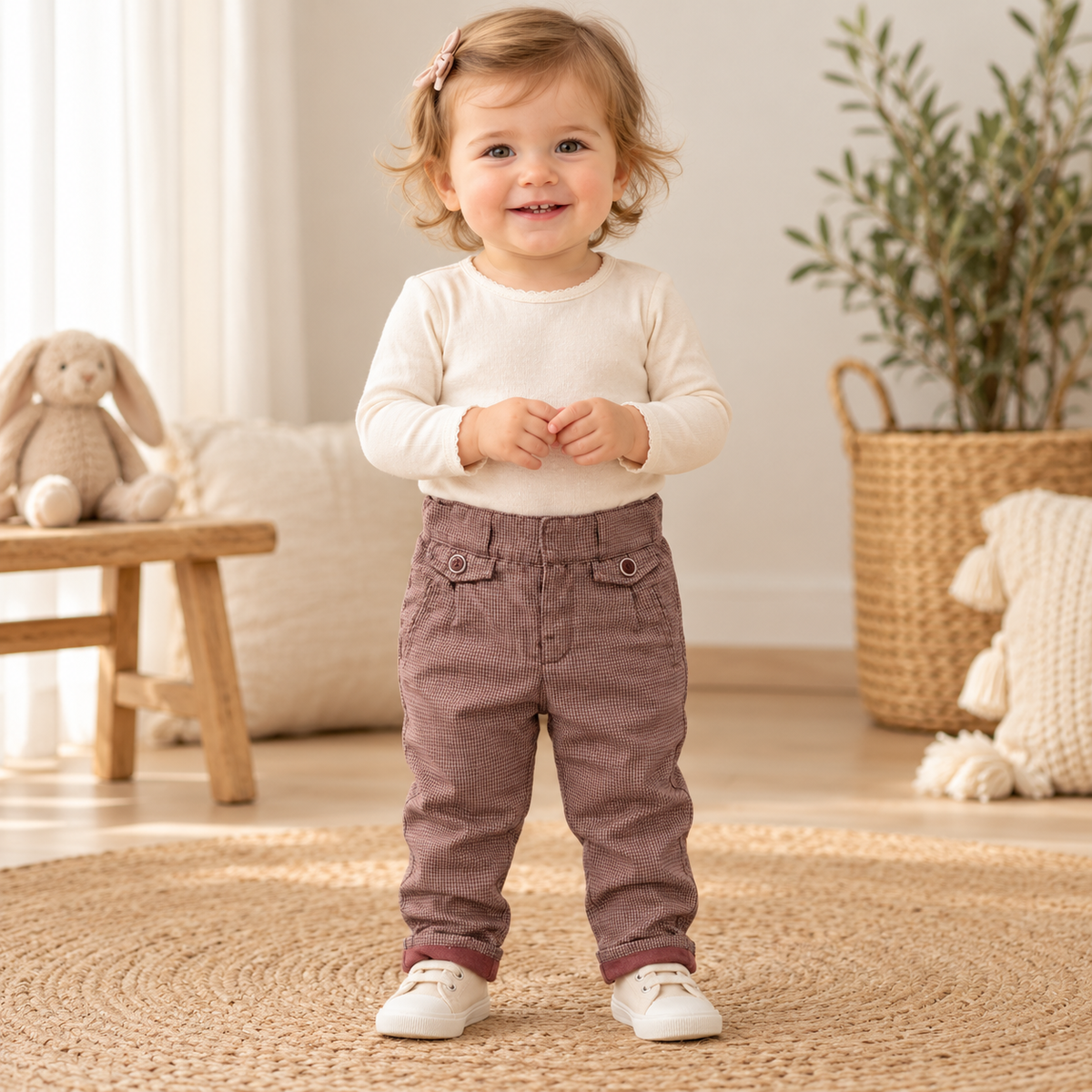 ZARA Baby Stoffhose mit Hahnentrittmuster | Gr. 82