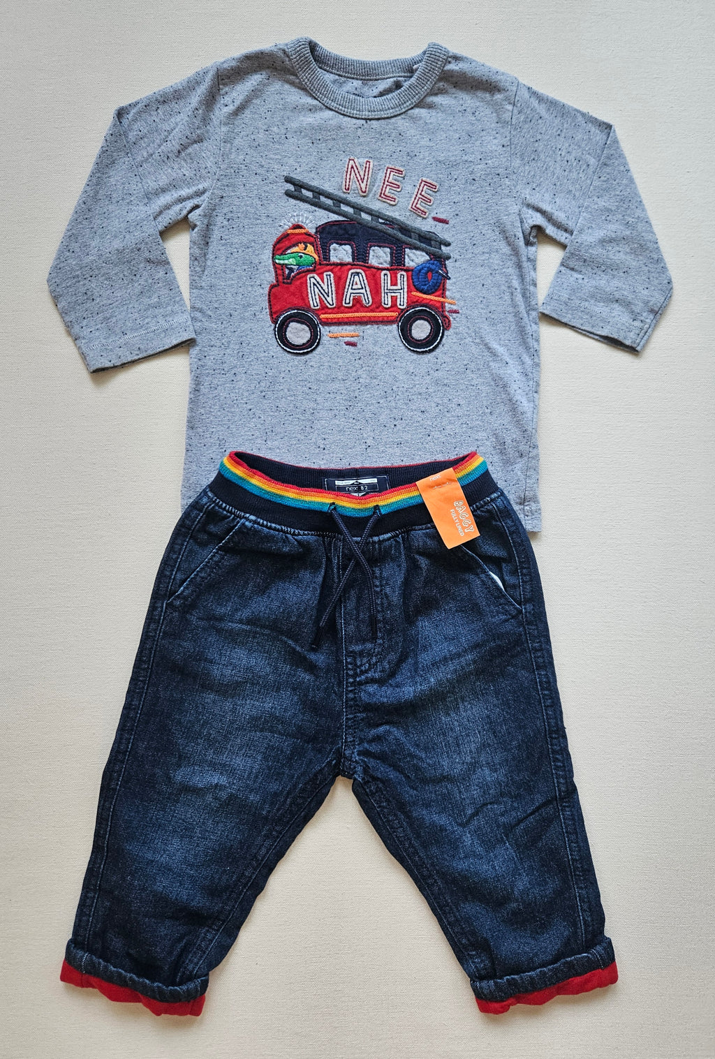Next Outfit mit Feuerwehr-Shirt & gefütterter Jeans Neu 🚒 | Gr. 80
