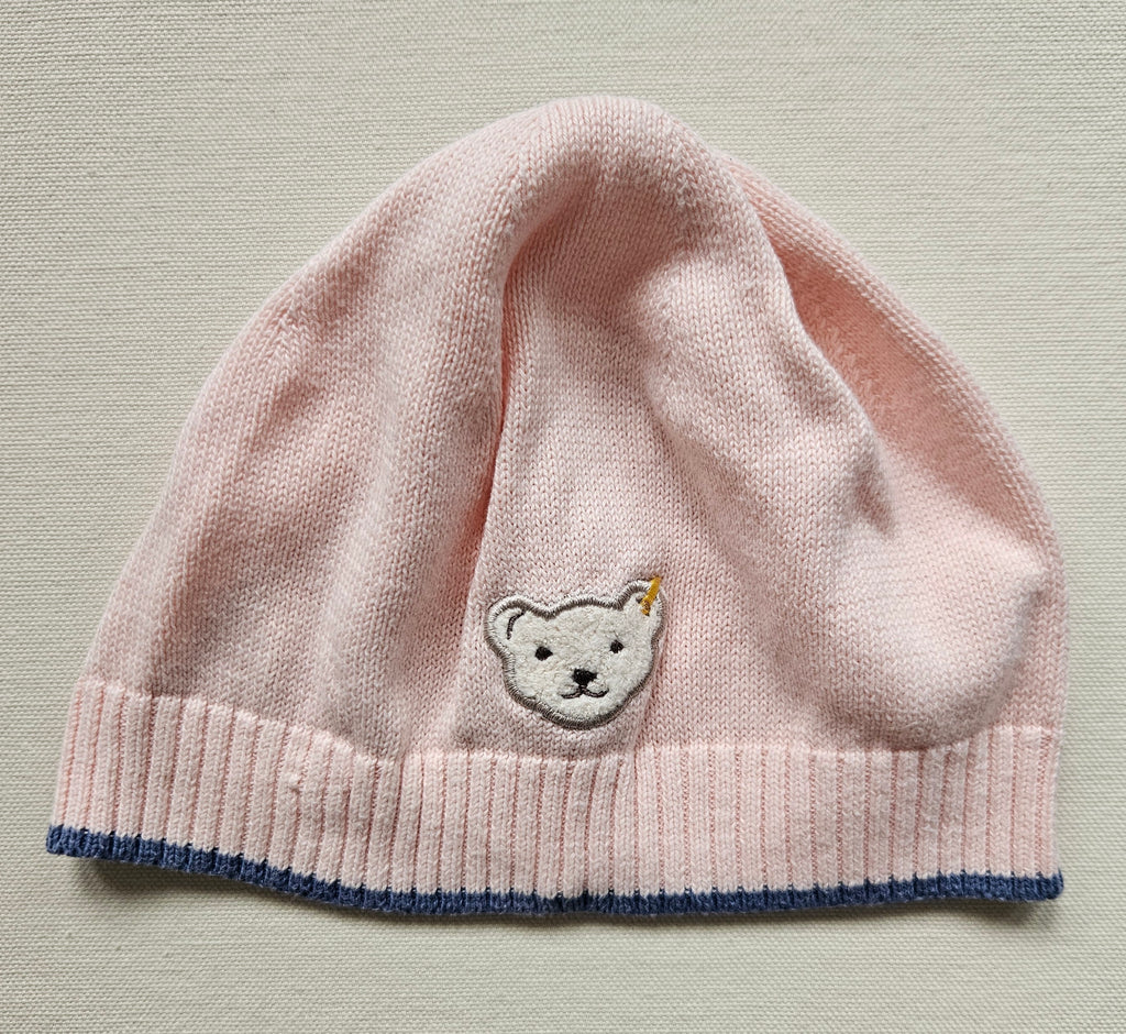 Steiff Strickmütze rosa mit Teddy-Applikation | Gr. 51 / 2–3 Jahre
