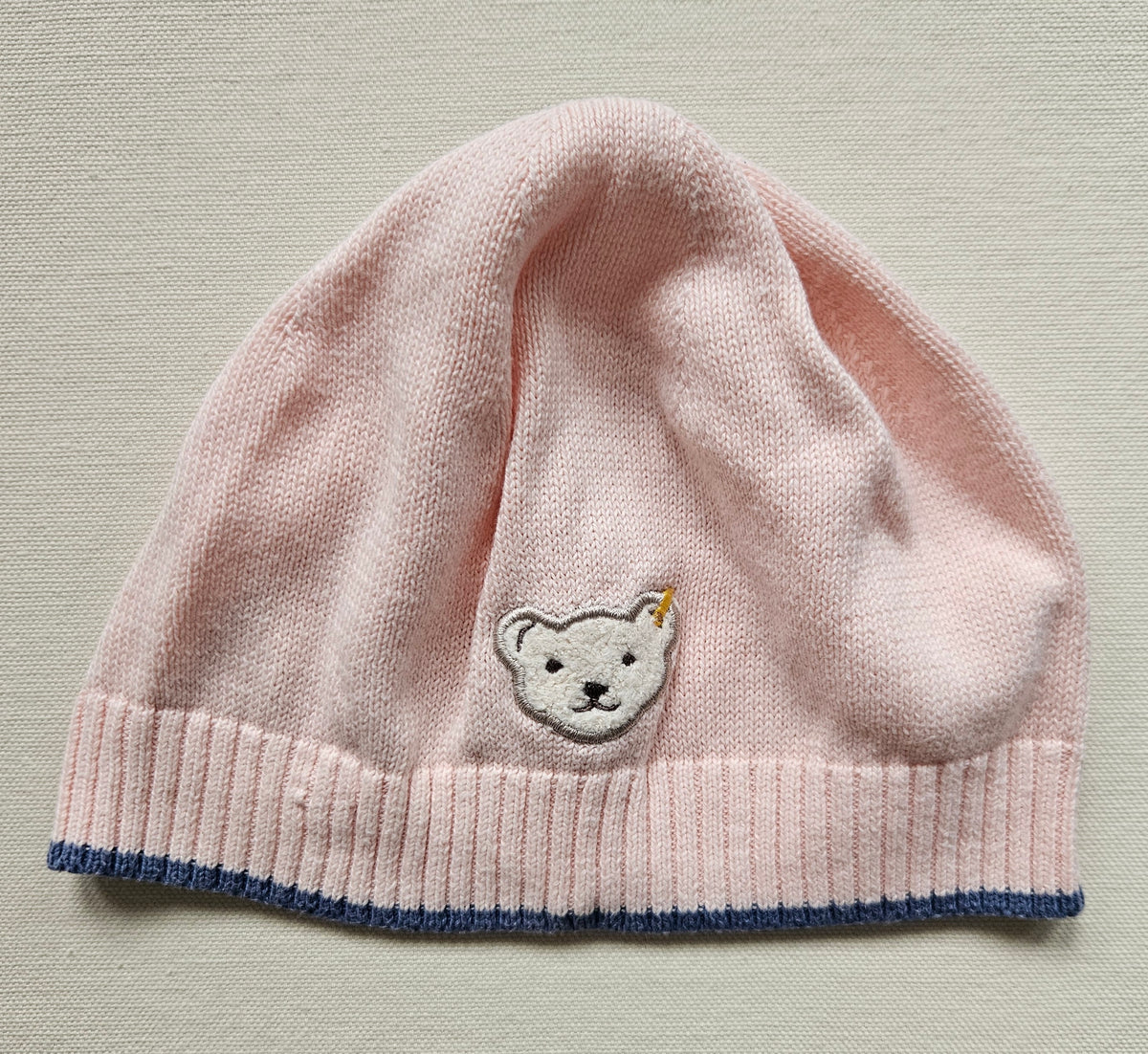 Steiff Strickmütze rosa mit Teddy-Applikation | Gr. 51 / 2–3 Jahre