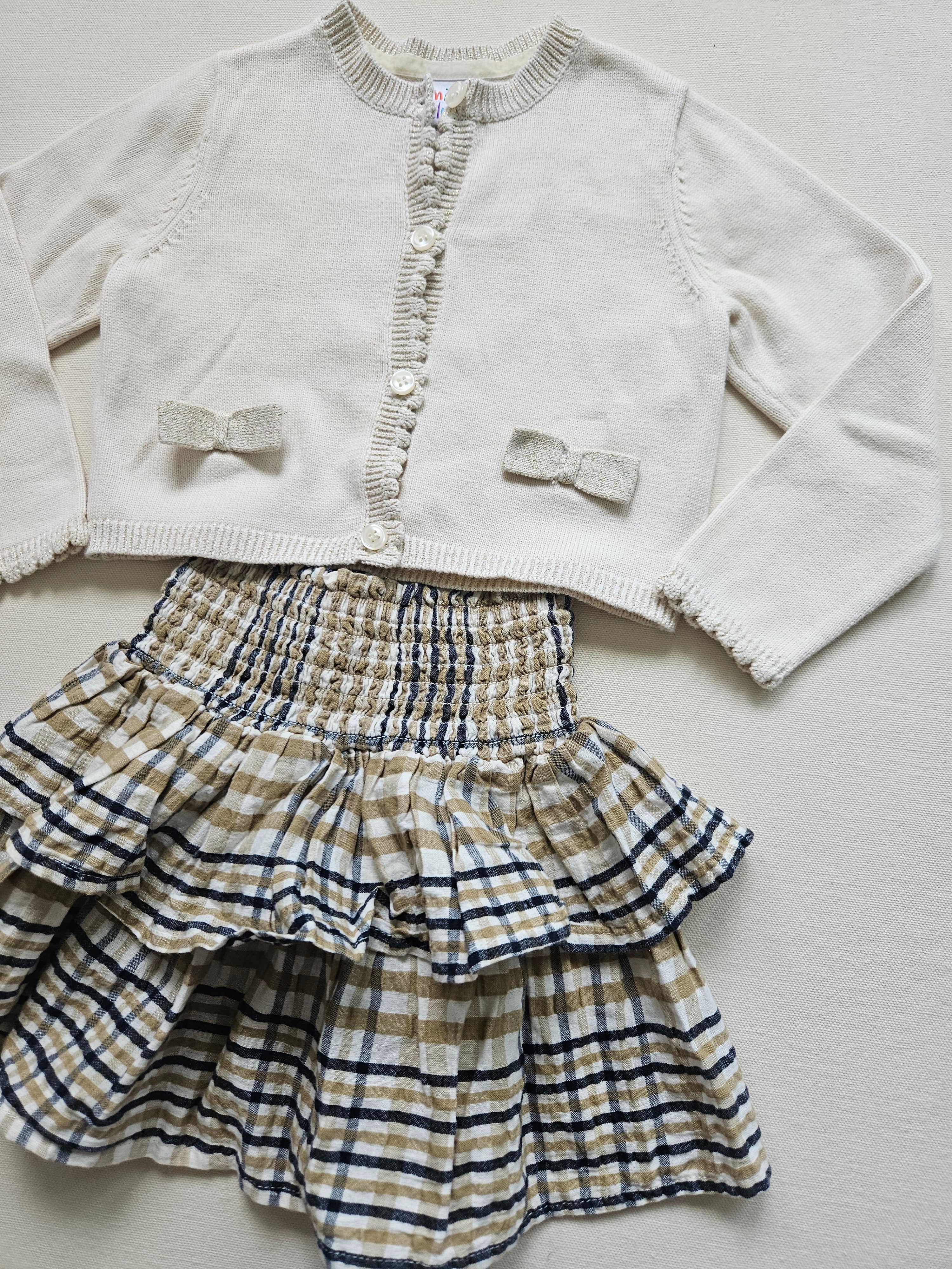 Name It & Mini Club 2-teiliges Outfit mit Rock & Strickjacke | Gr. 92