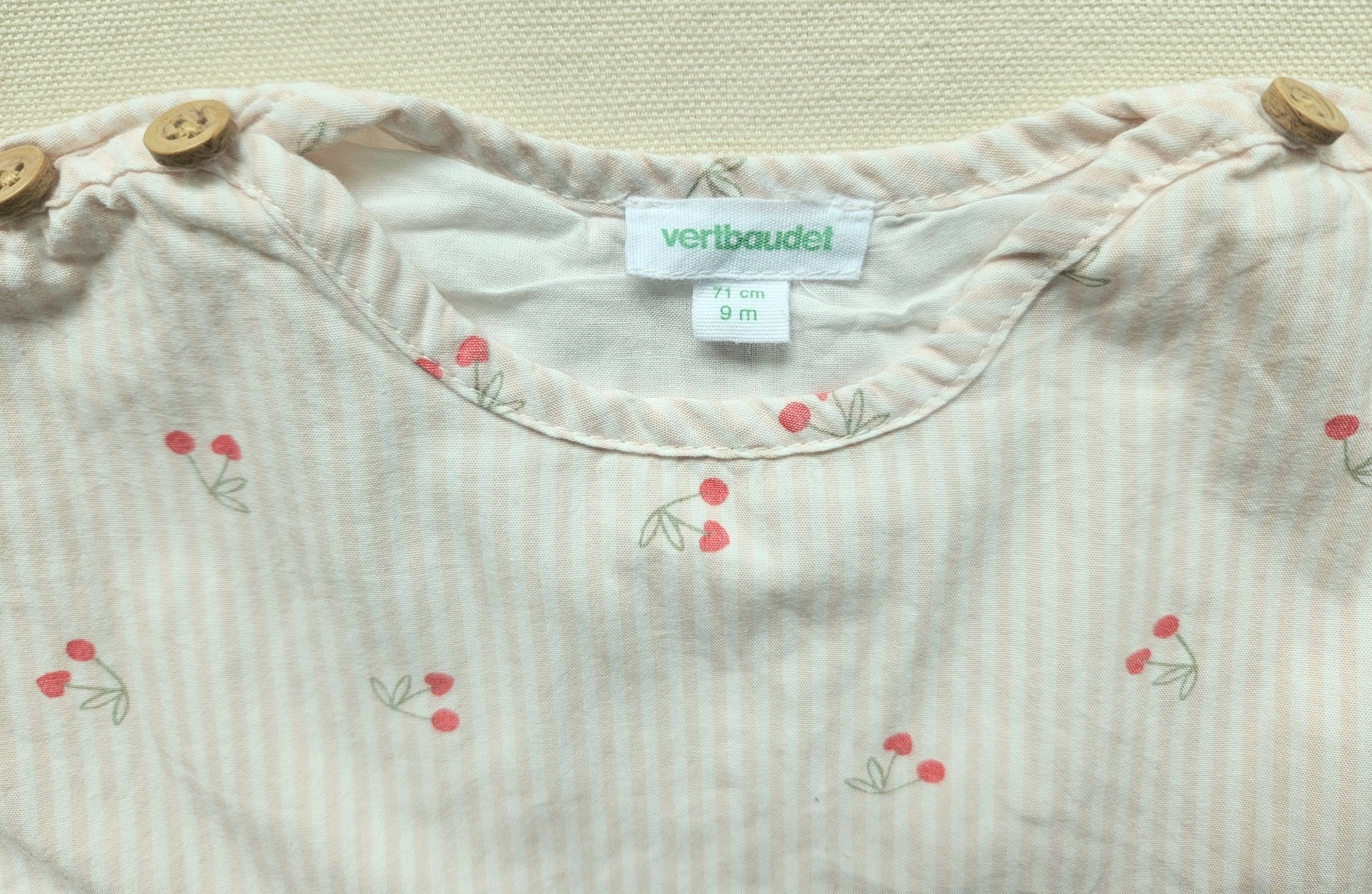 Vertbaudet 3-tlg. Kirsch-Set mit Tunika, Bloomer & Haarband 🍒 | Gr. 71